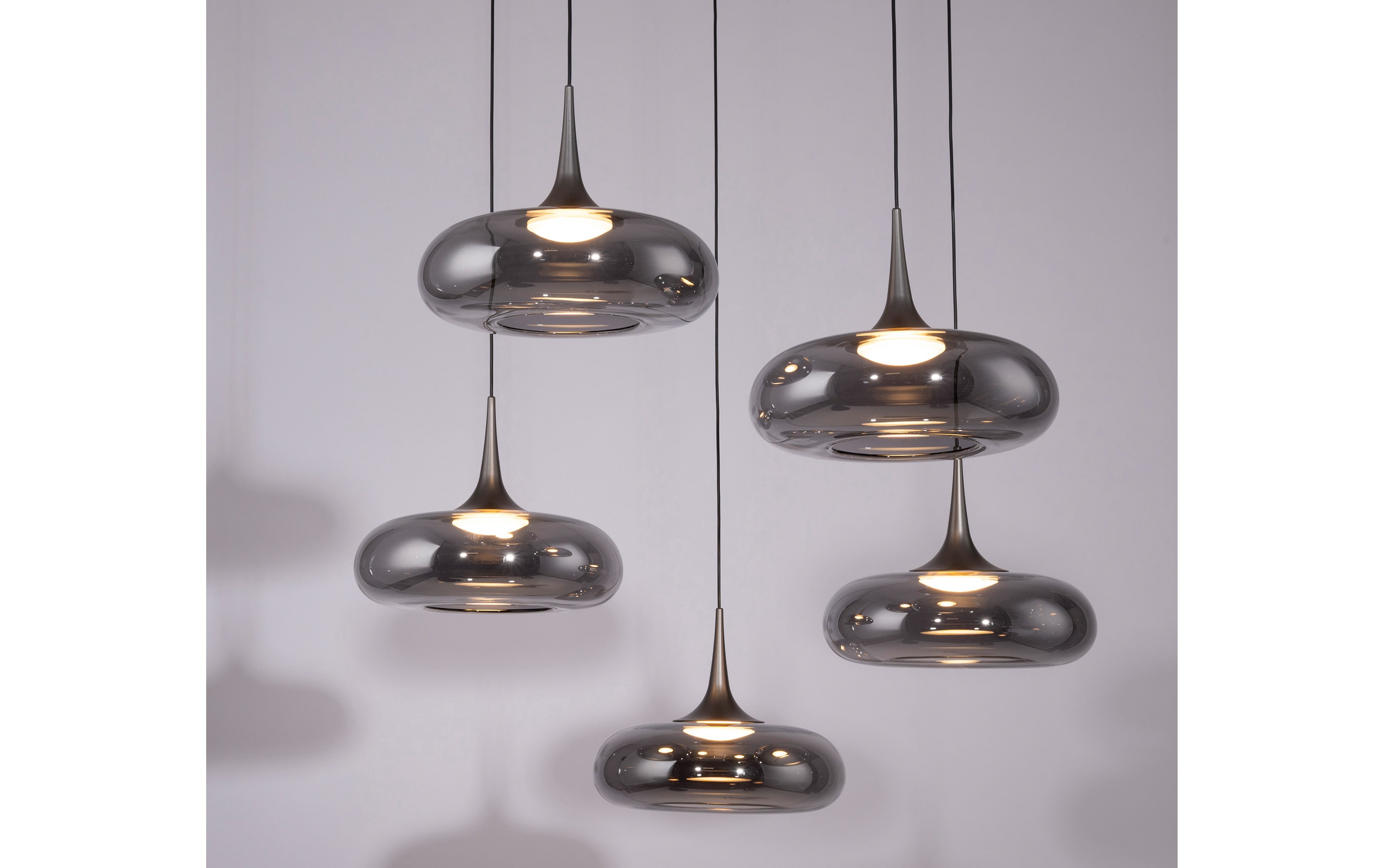 LED-Pendelleuchte Posh, grau, 5-flammig