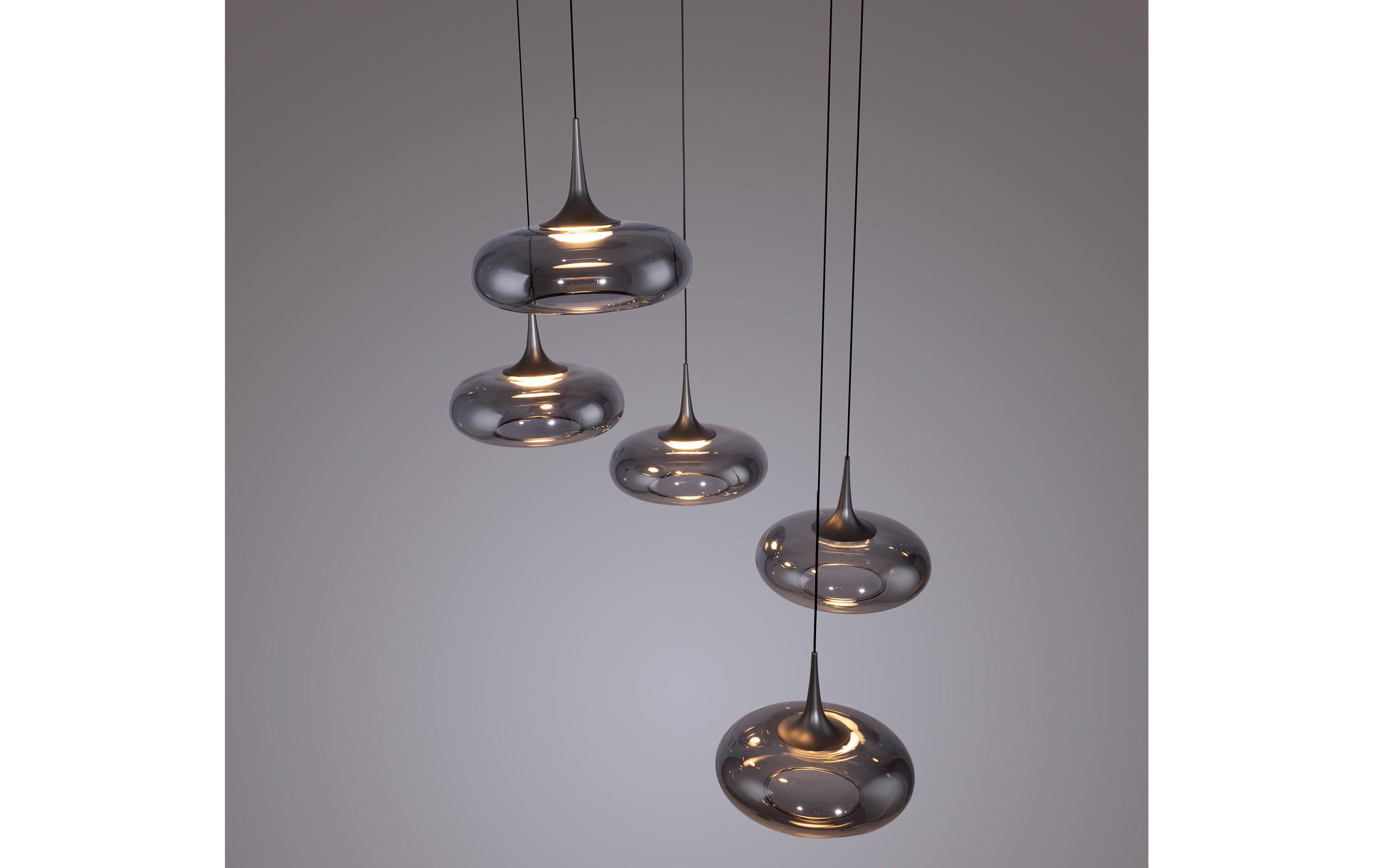 LED-Pendelleuchte Posh, grau, 5-flammig