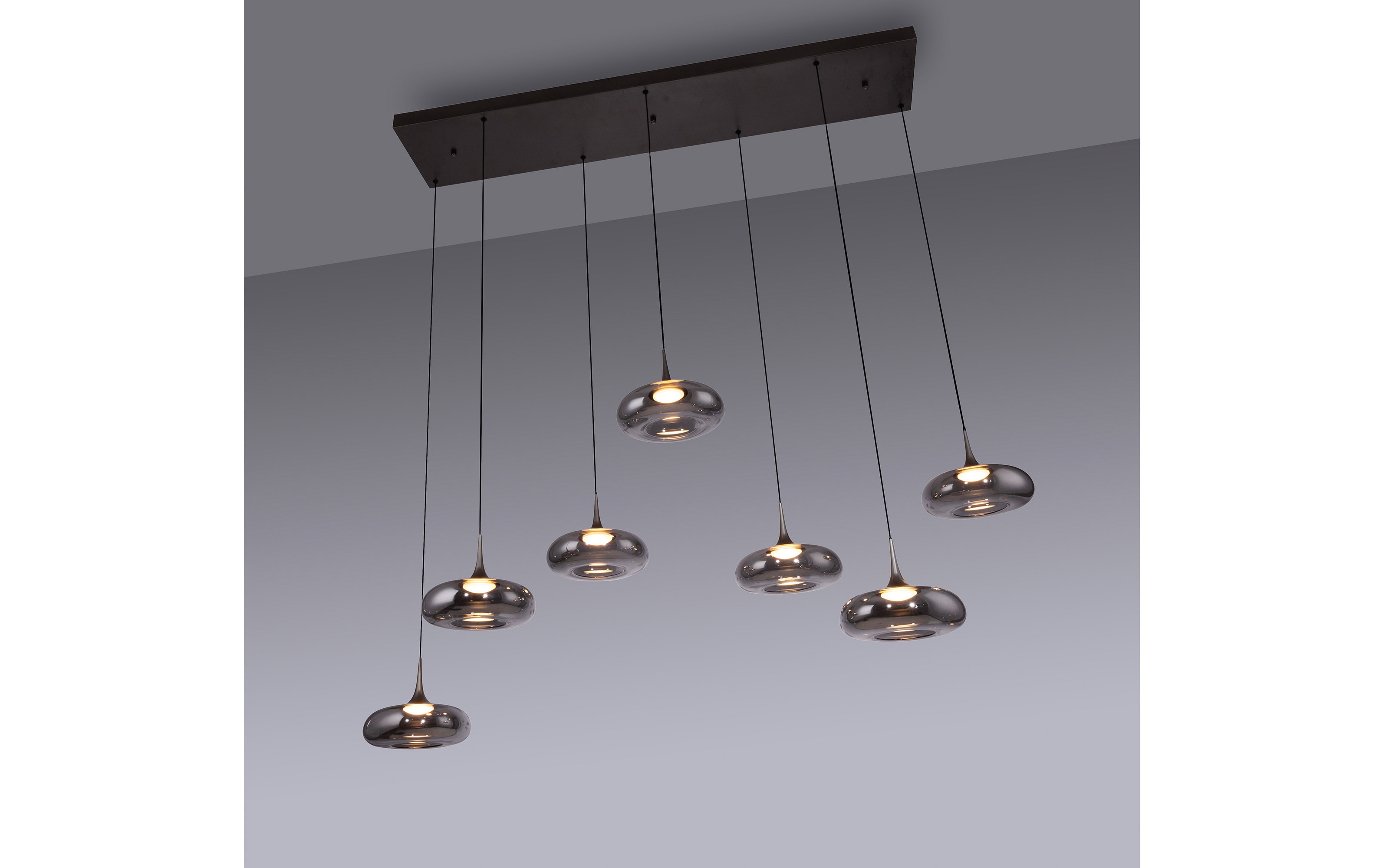 LED-Pendelleuchte Posh, grau, 7-flammig