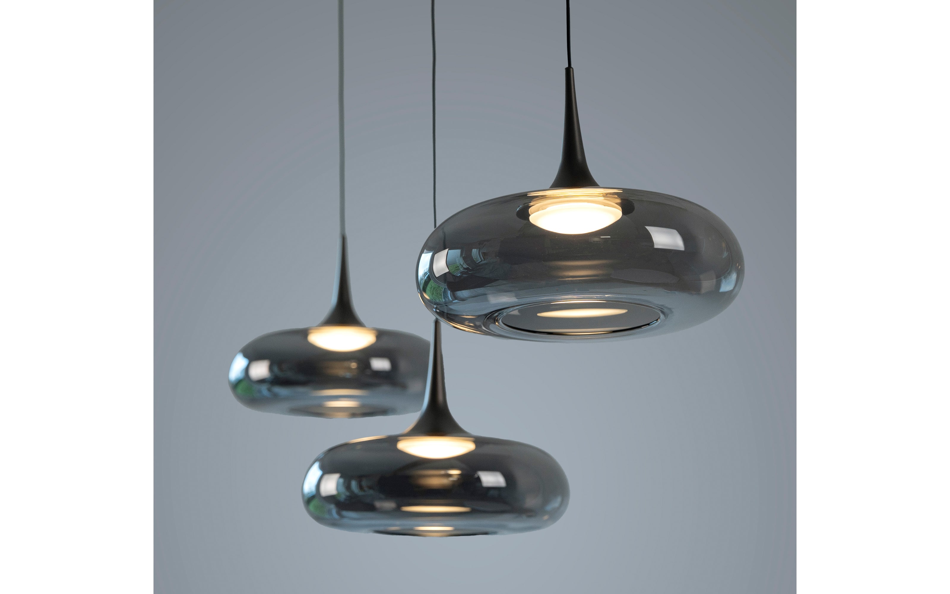 LED-Pendelleuchte Posh, grau, 3-flammig