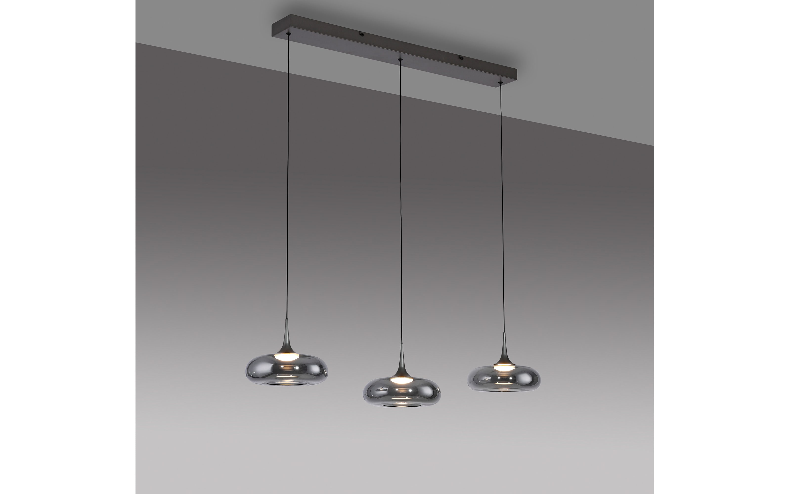 LED-Pendelleuchte Posh, grau, 3-flammig