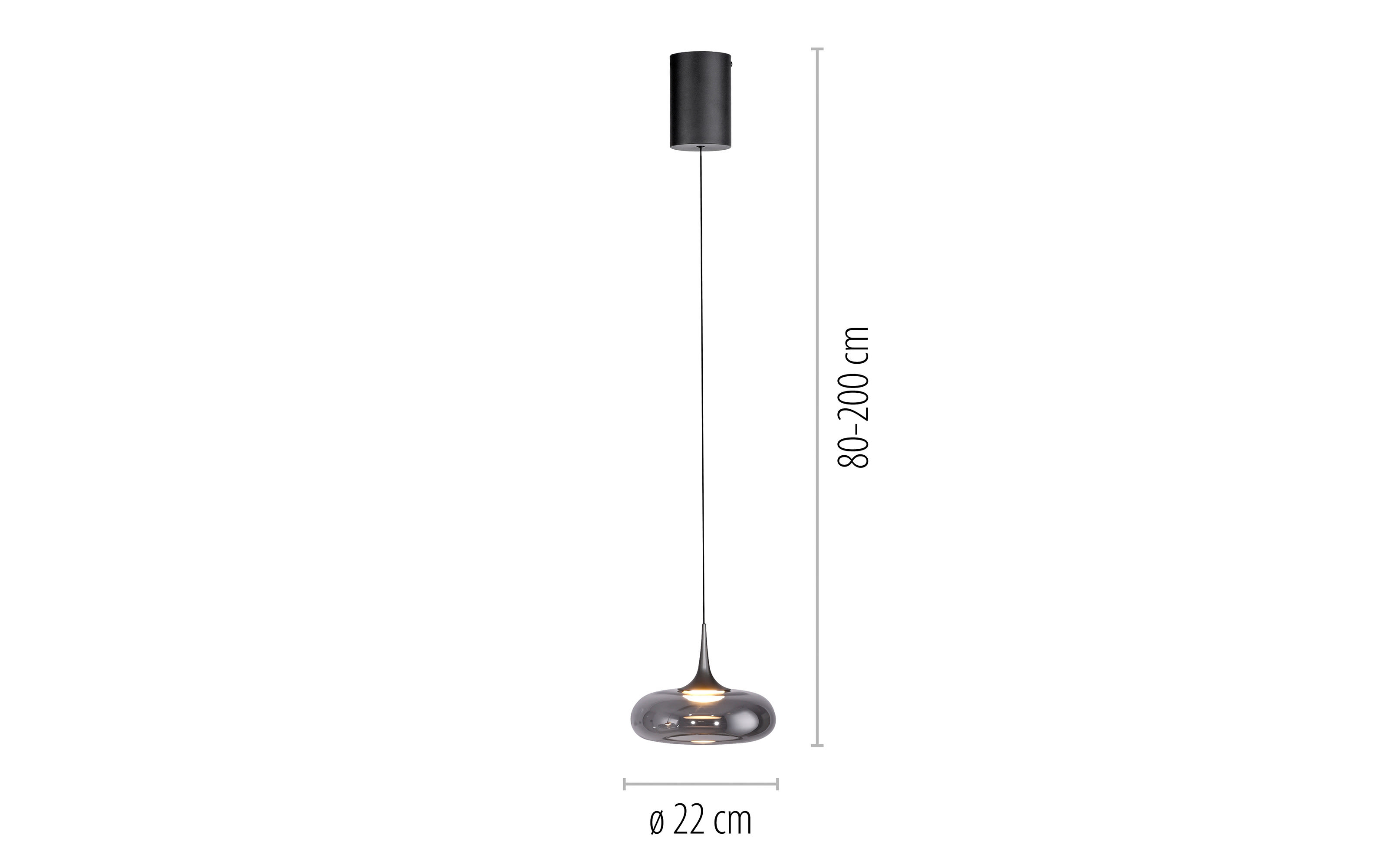 LED-Pendelleuchte Posh, grau, 1-flammig