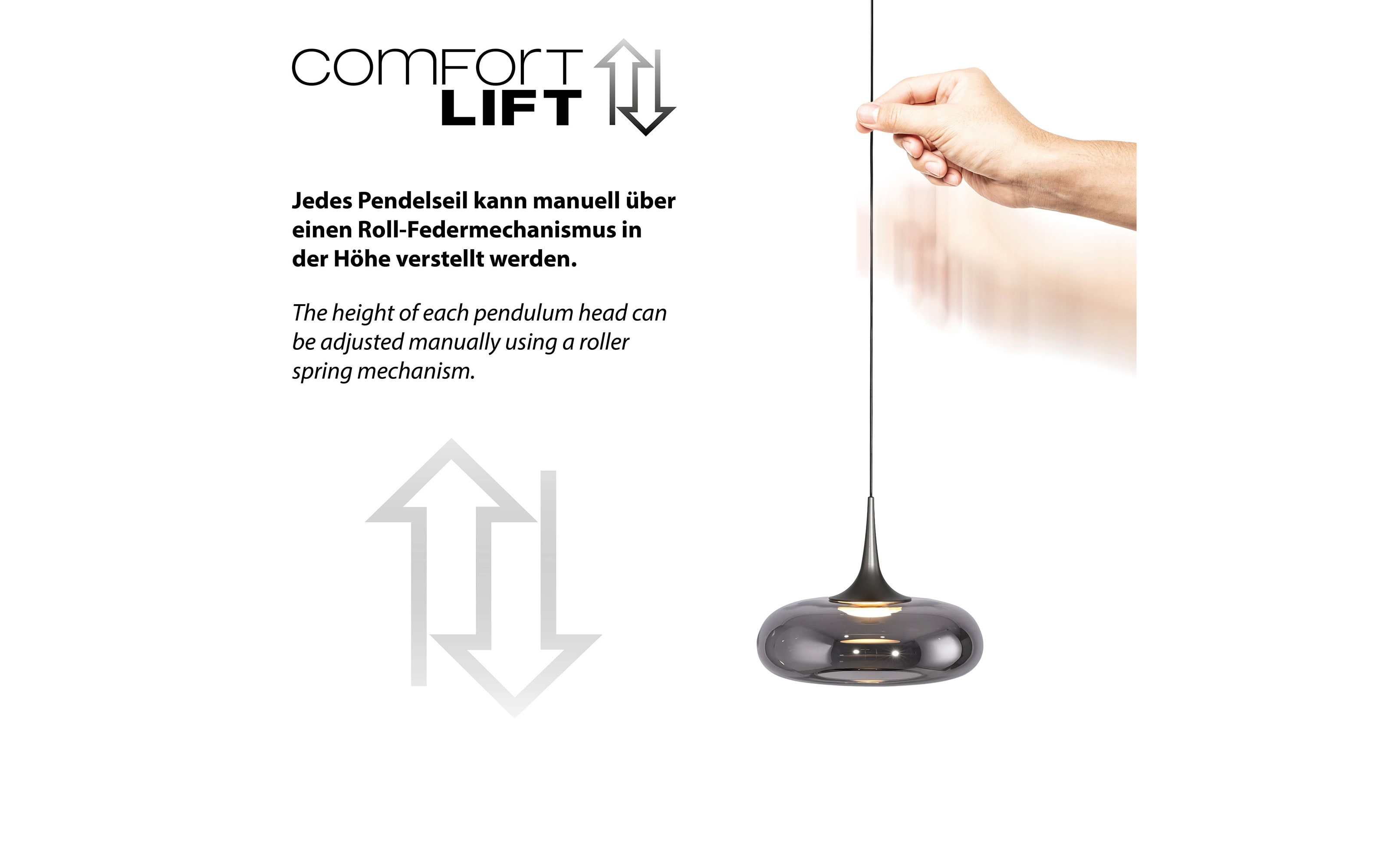 LED-Pendelleuchte Posh, grau, 1-flammig