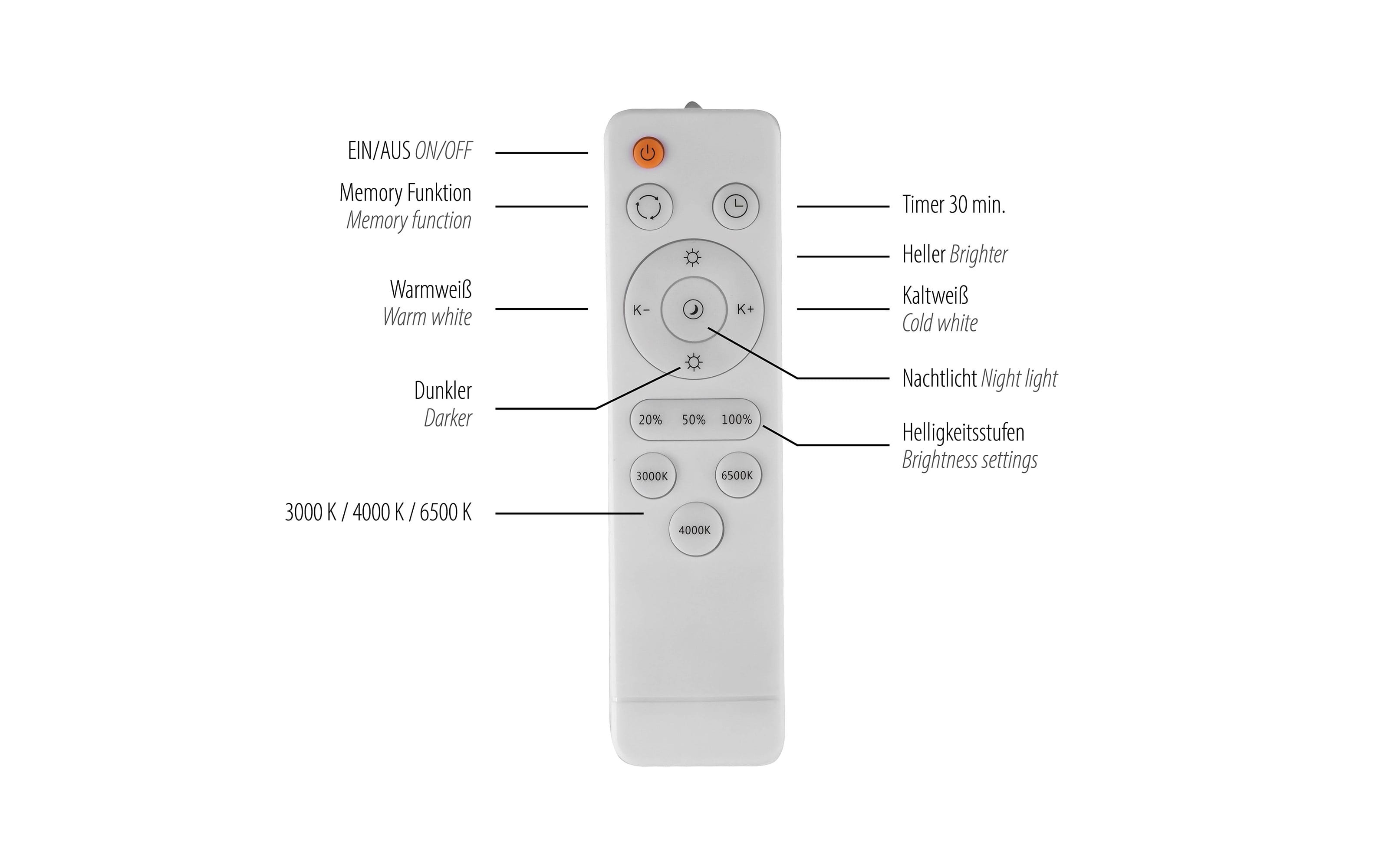 LED-Deckenleuchte Tavoli, weiß, inkl. Fernbedienung 