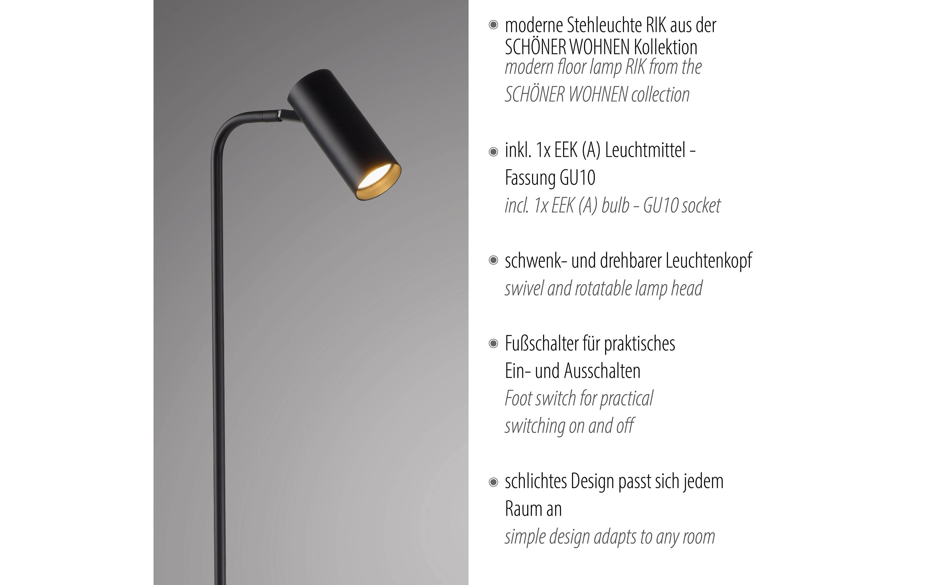 Stehleuchte Rik, schwarz