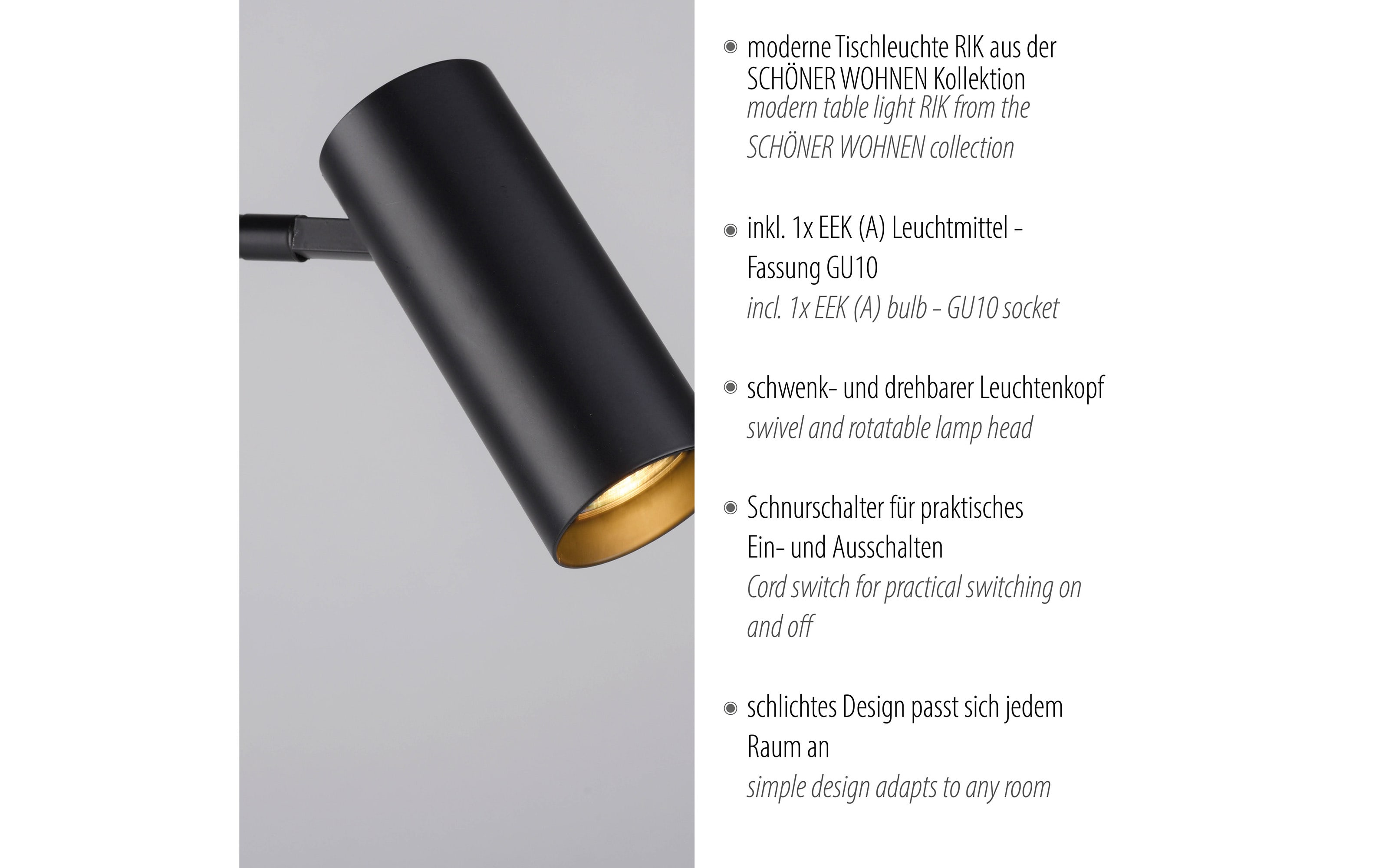 Tischleuchte Rik, schwarz