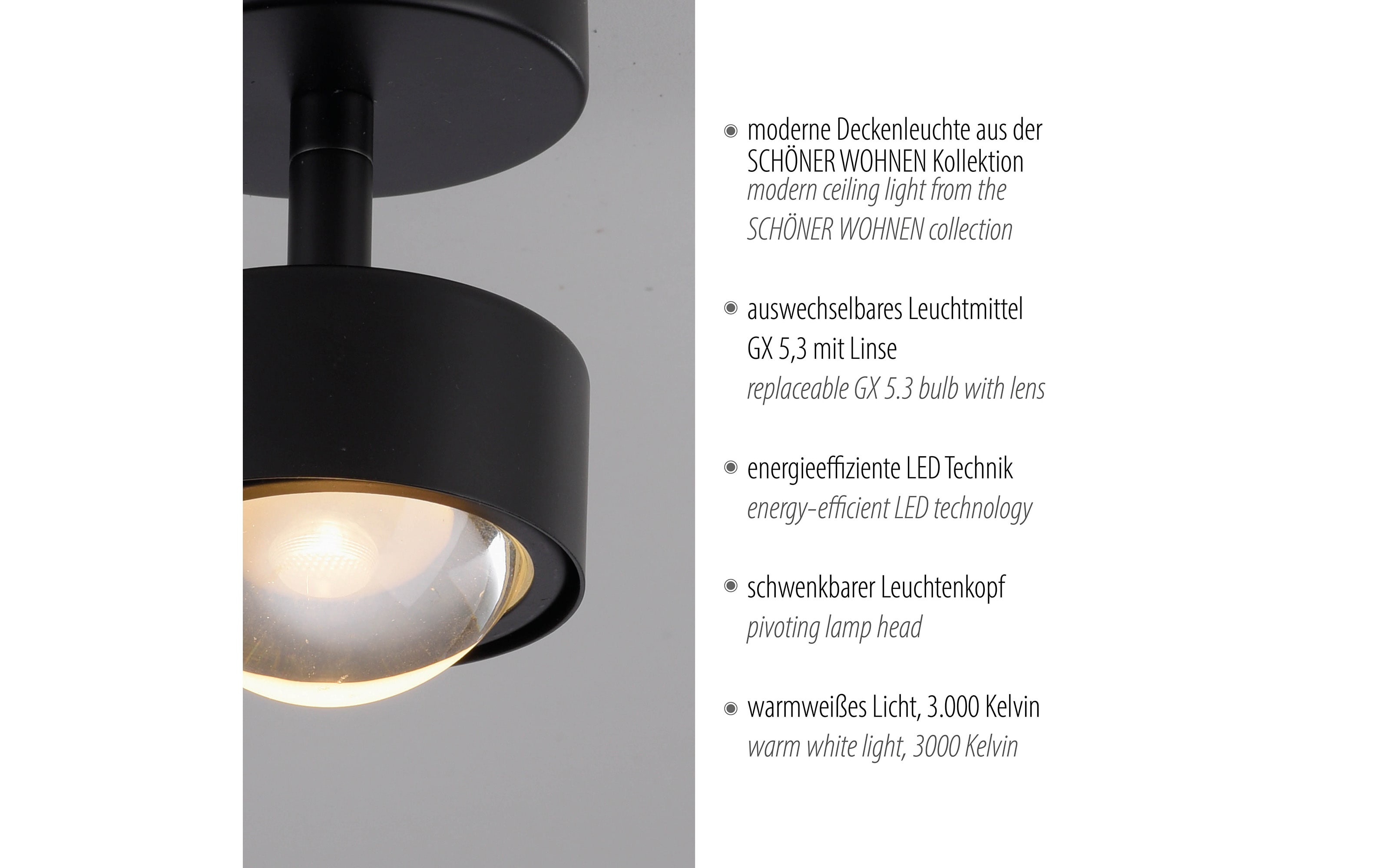 Deckenleuchte Kulu, schwarz