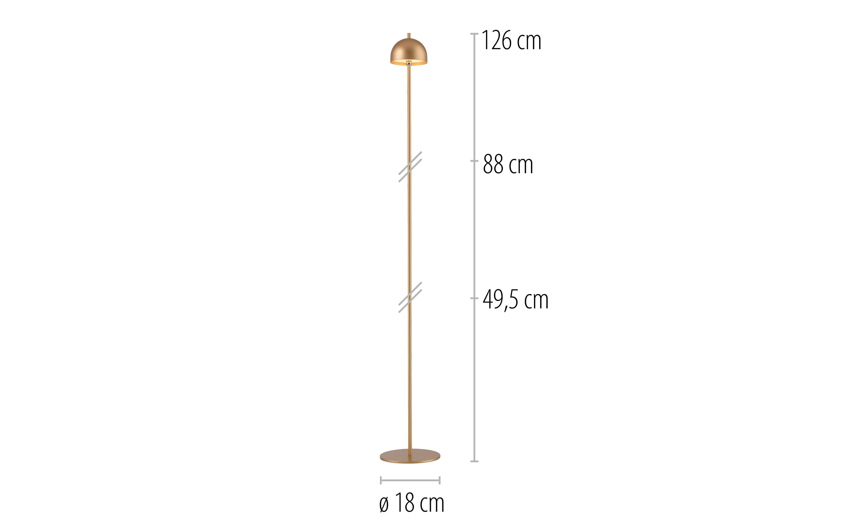 AKKU-Stehleuchte Bellis, goldfarbig