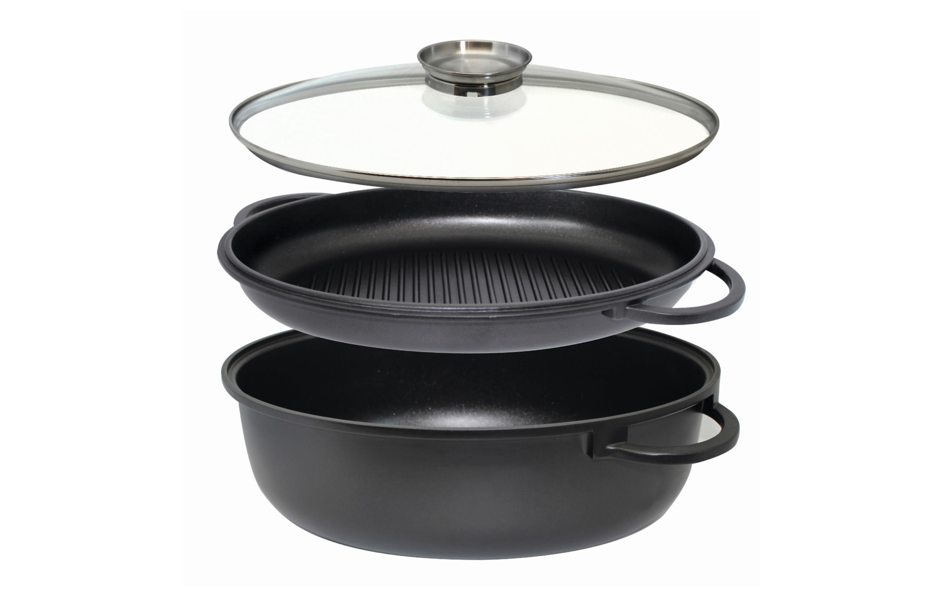 Bräter Alucast, 3tlg, oval, 38cm