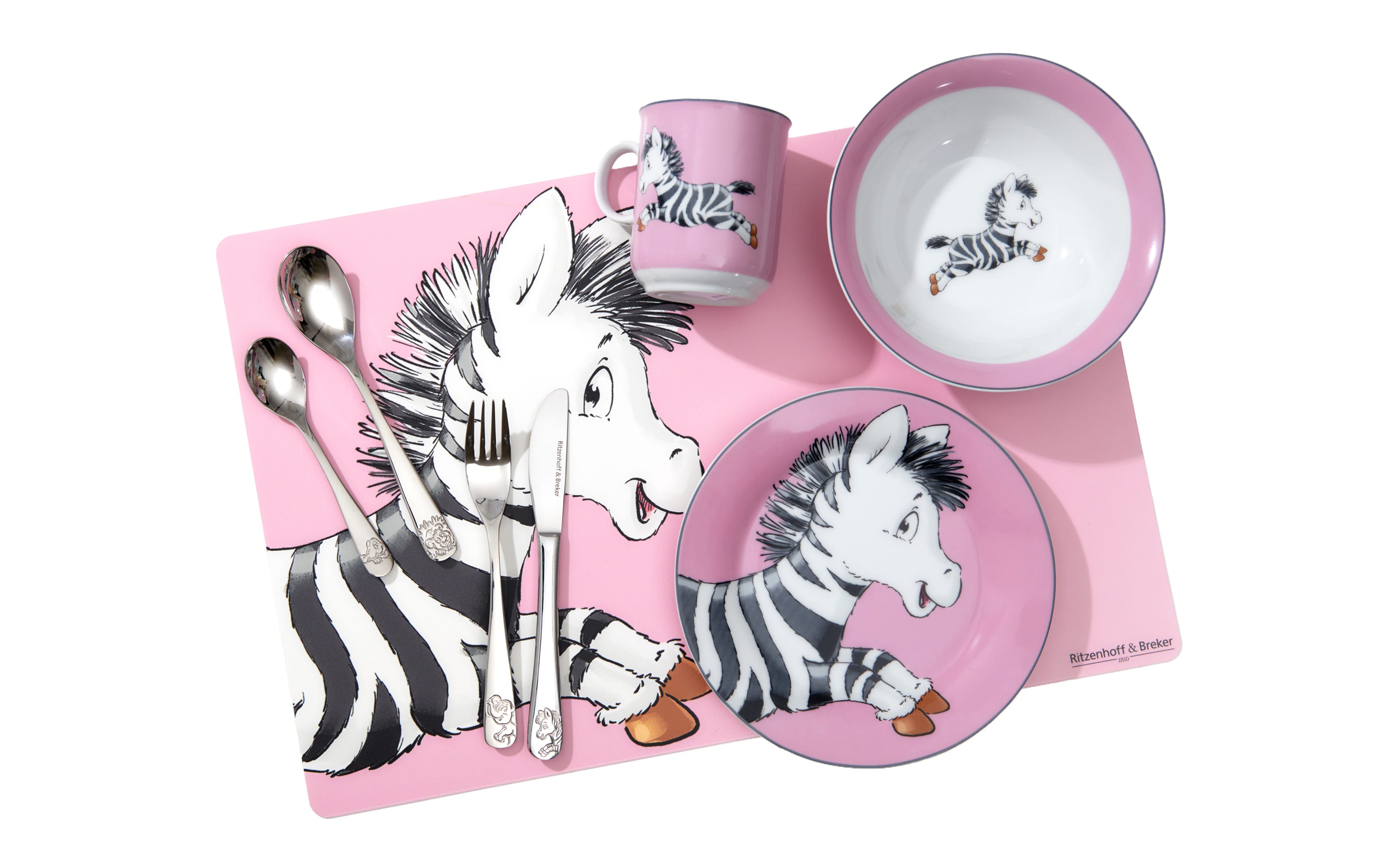 Platzset Happy Zoo, rosa mit Zebra