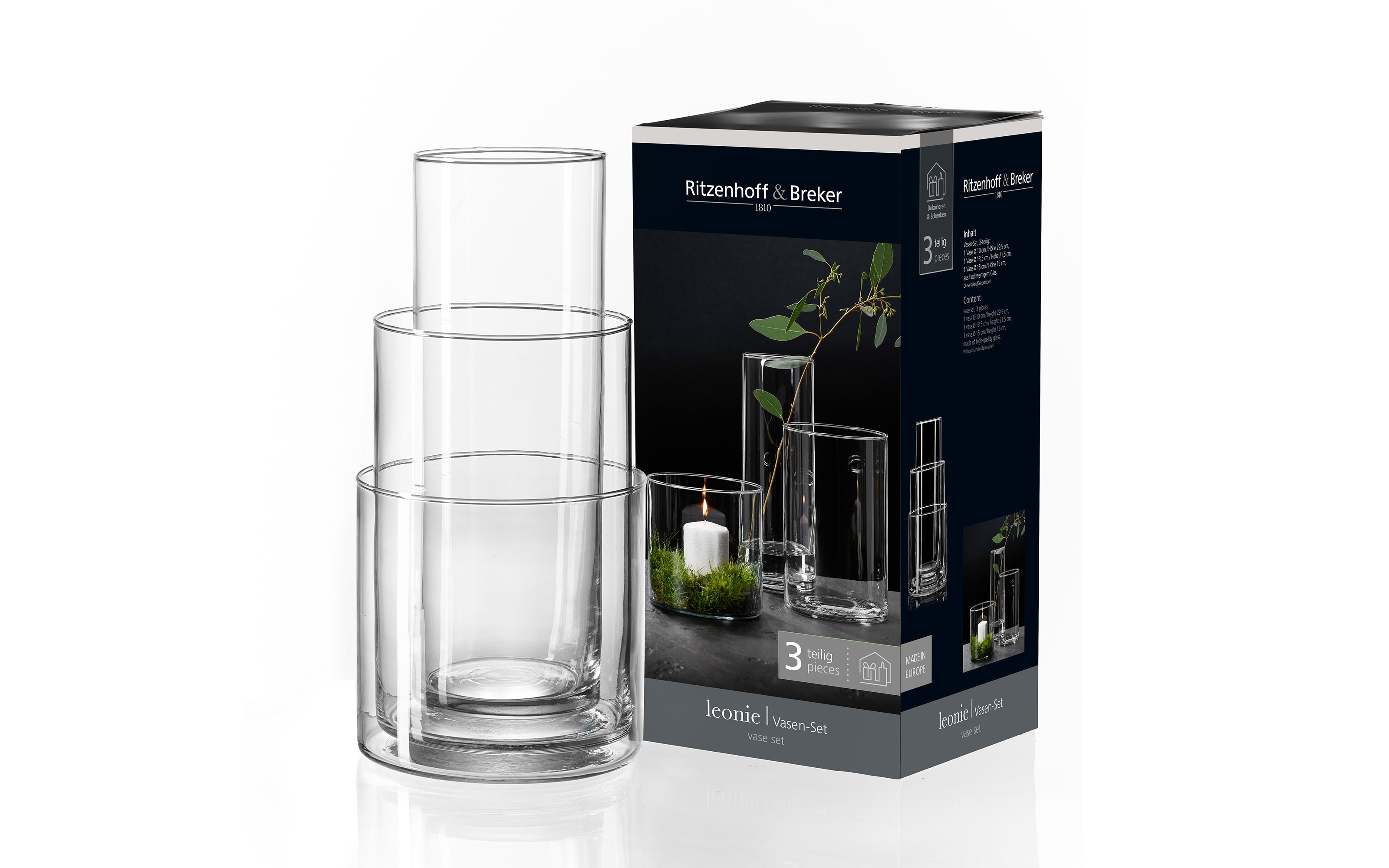 Vase Leonie, klar, 3-teilig
