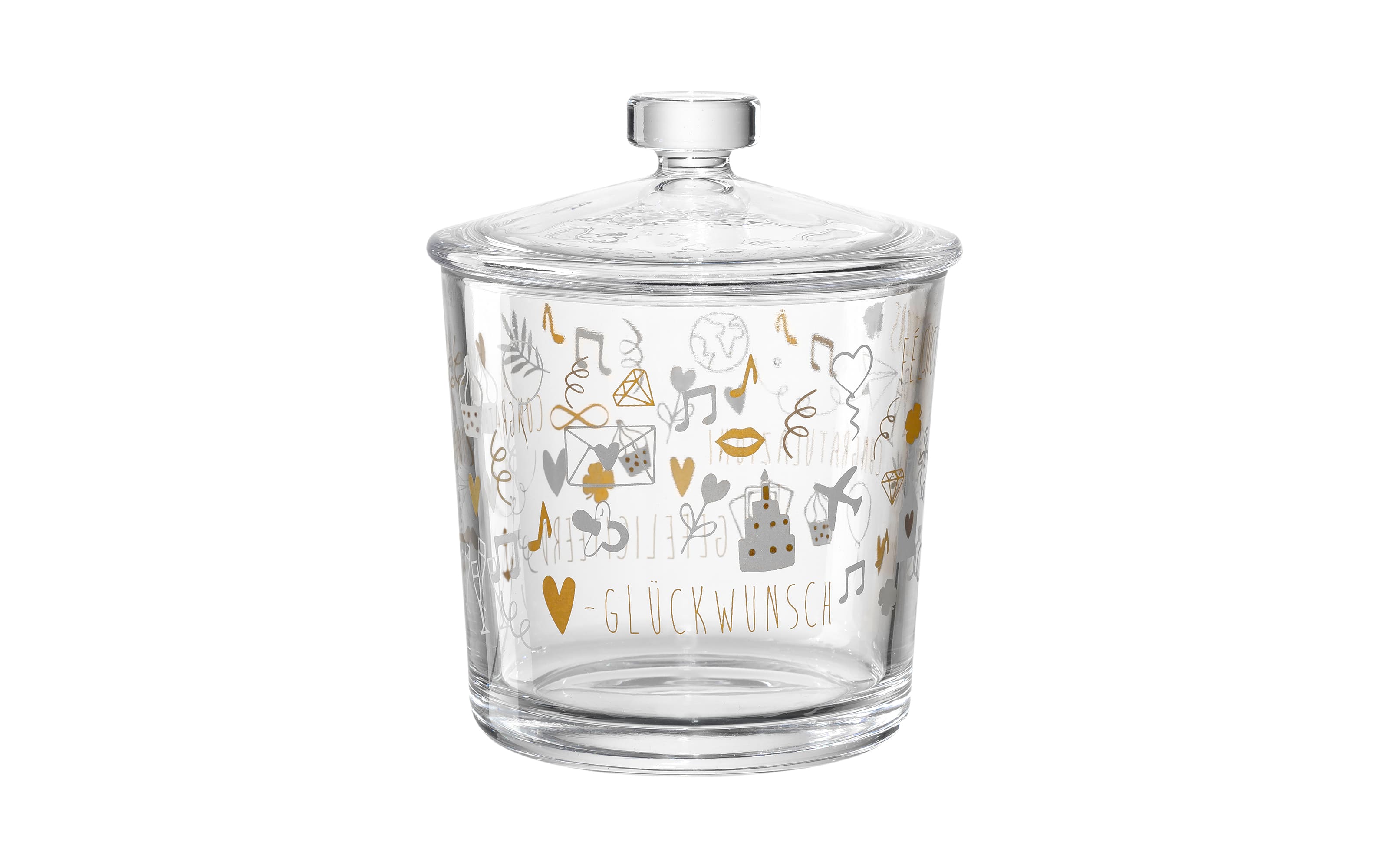 Geschenkdose “Glückwunsch”, Glas, 16 cm