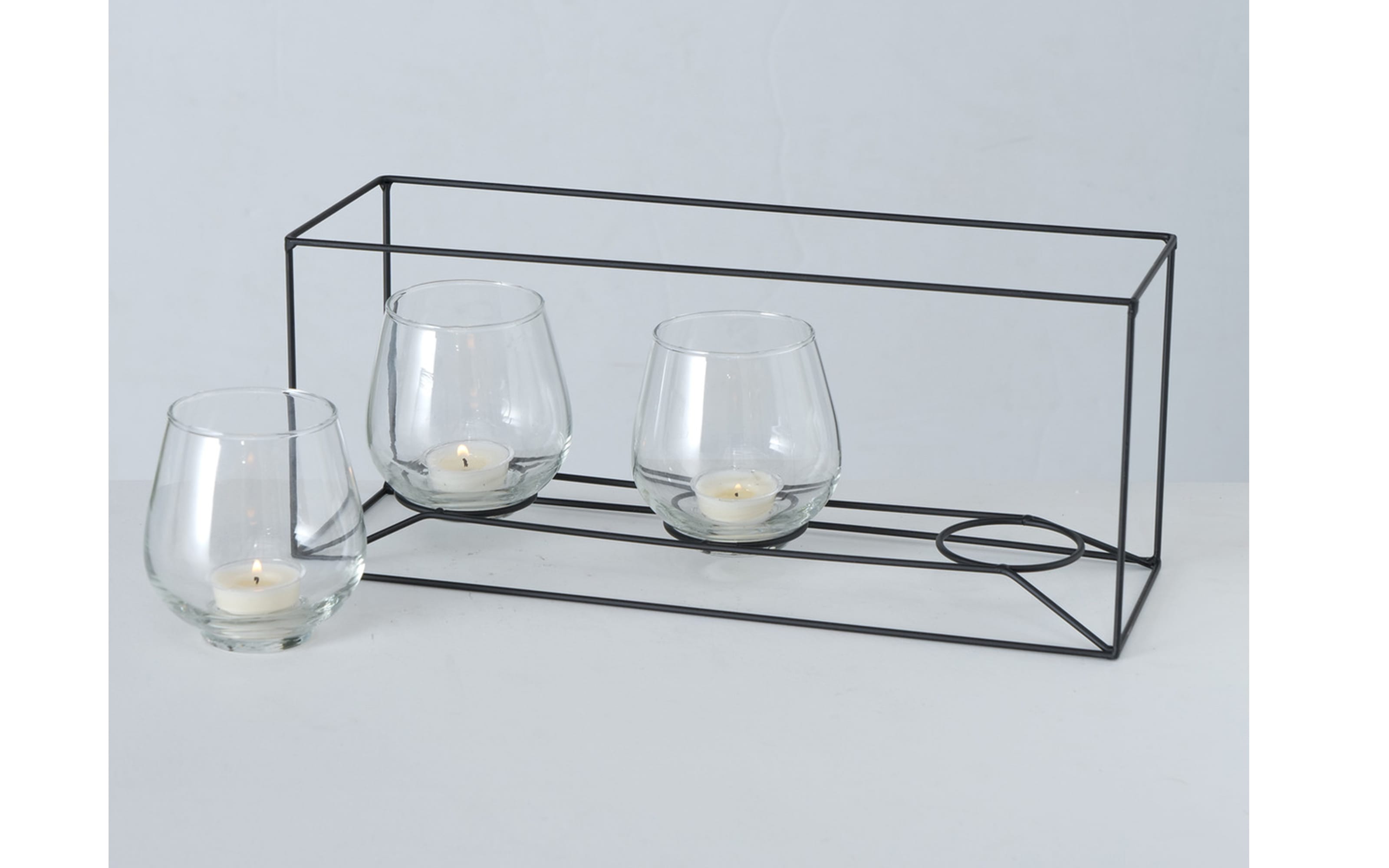 Windlicht Paolo, Metall schwarz, Glaseinsatz transparent, 15 cm 