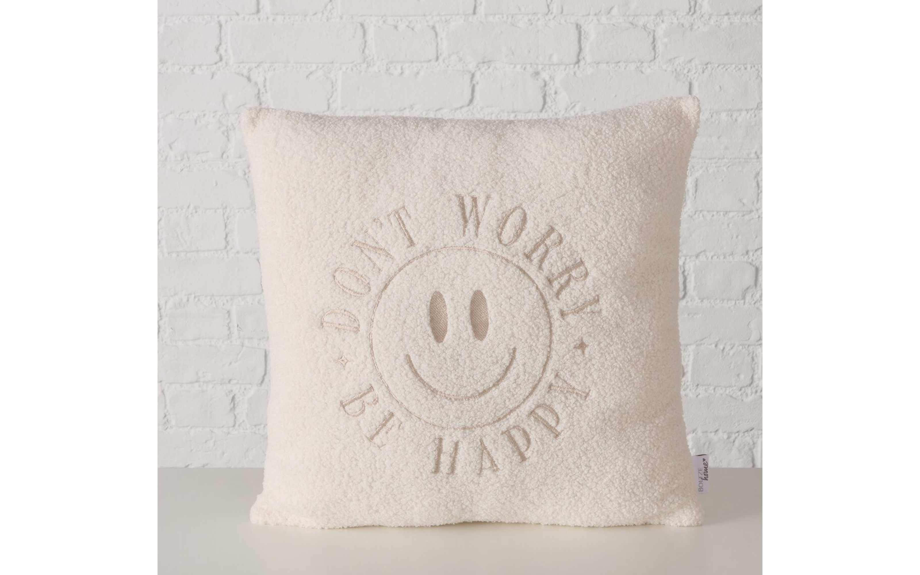 Kissen Smile, weiß, 45 x 45 cm