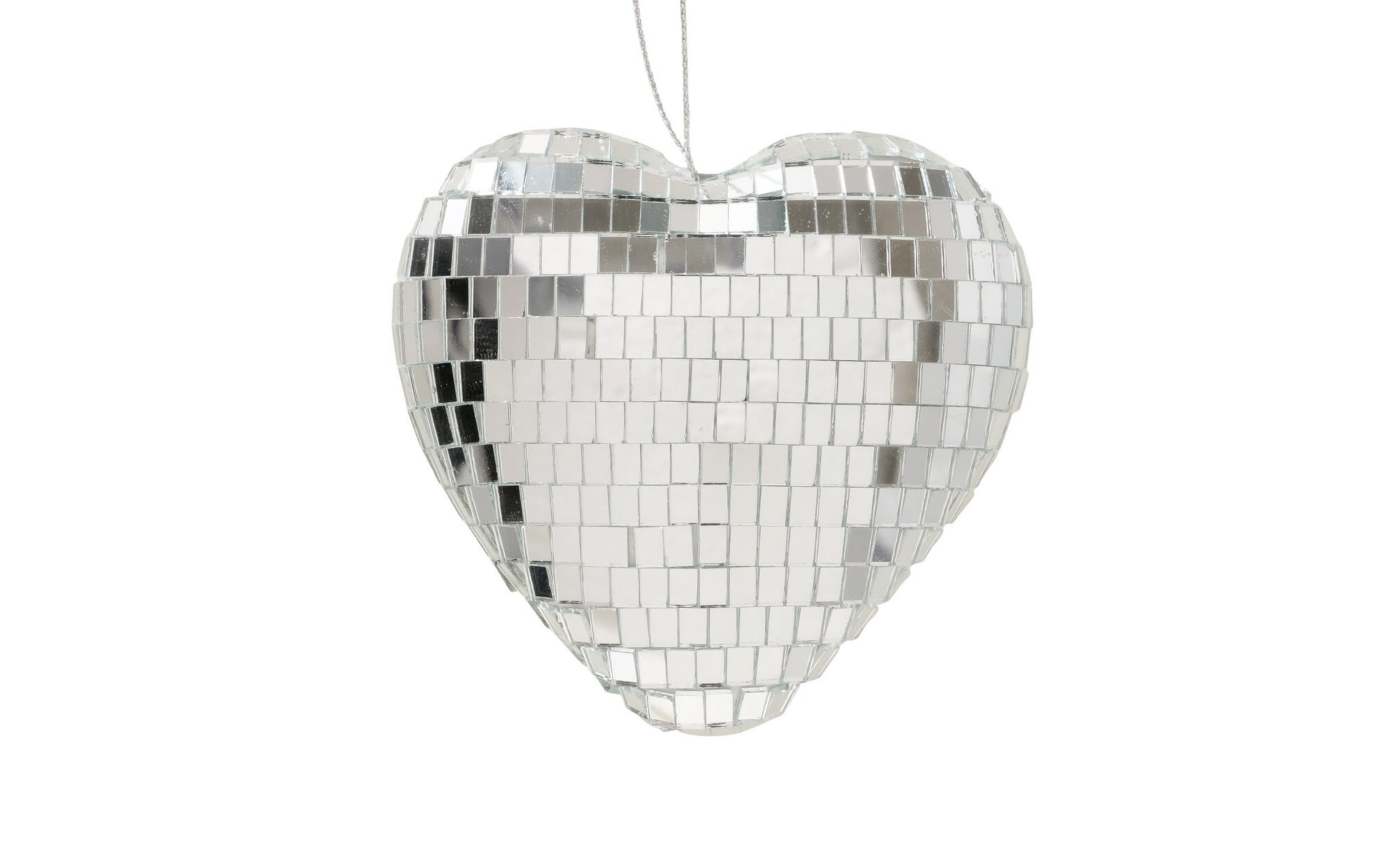 Dekoanhänger Disco Herz, silber, 10 cm
