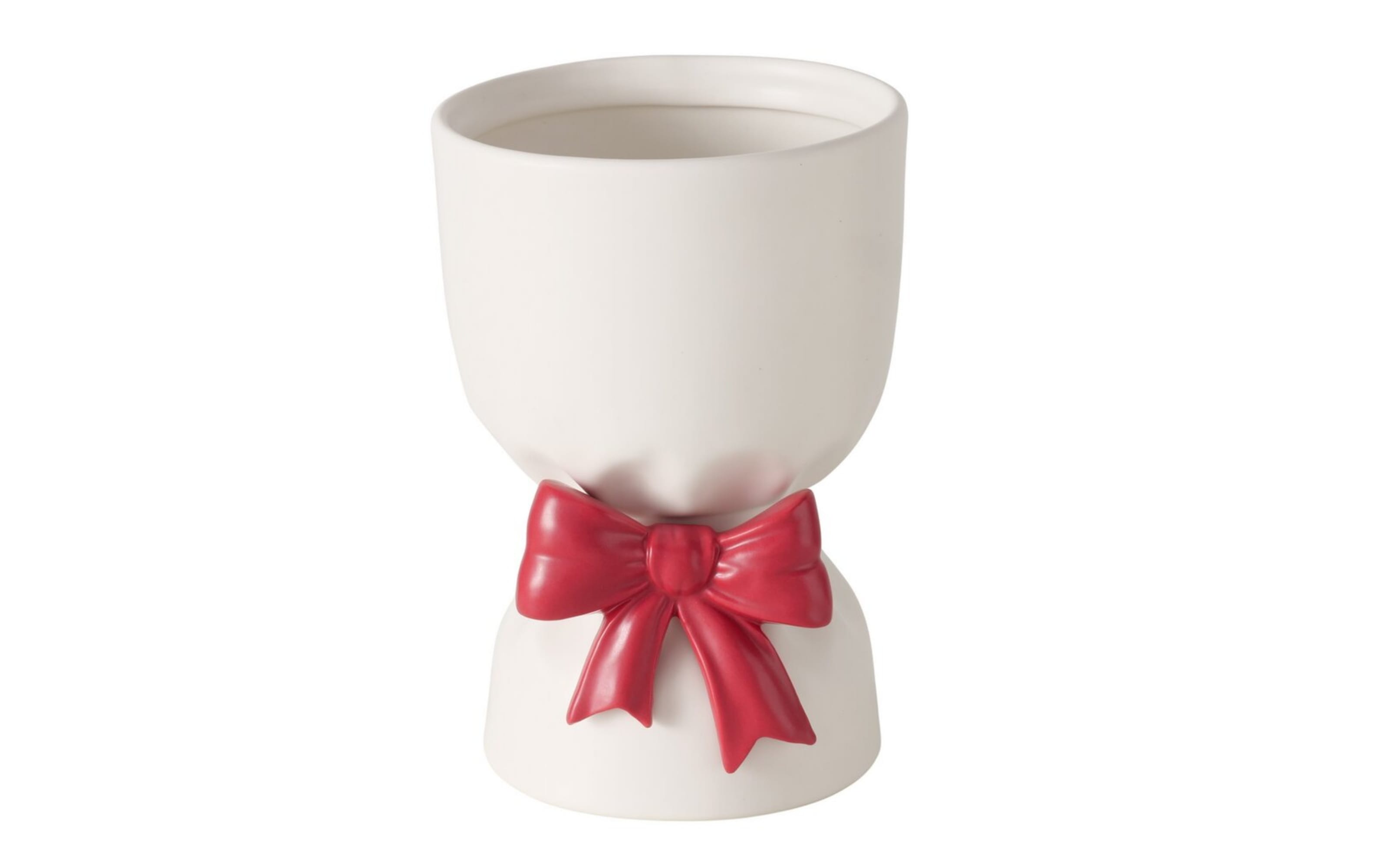 Vase Bowy, weiß/rot, 22 cm
