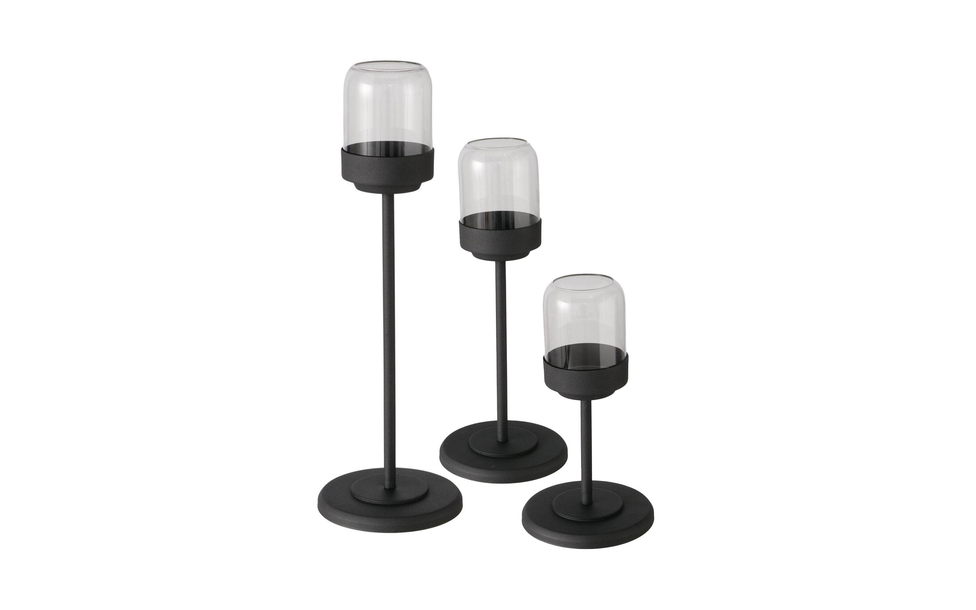 Windlichtset Senza, schwarz, 3-teilig