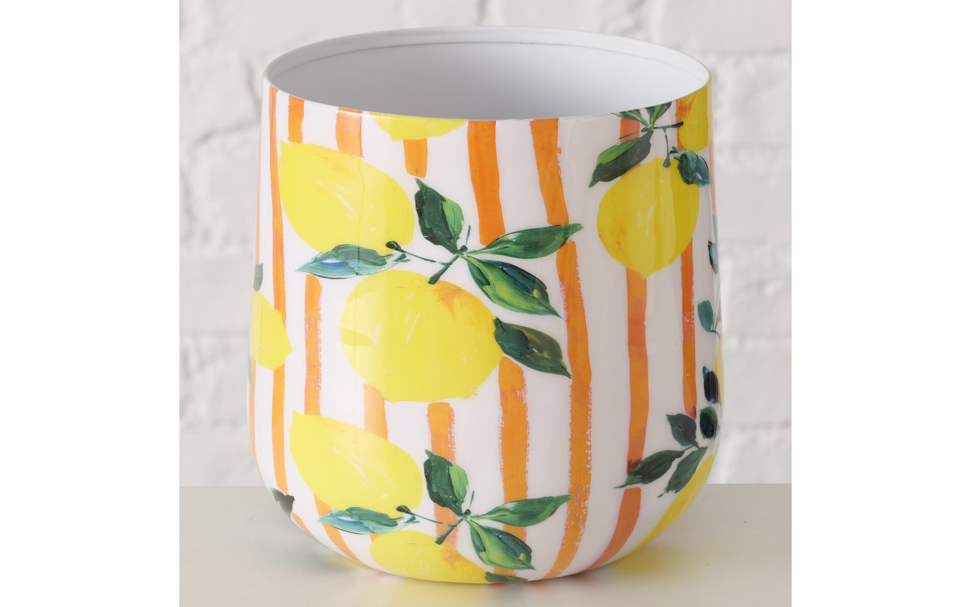 Übertopf Rialto, gelb/weiß, 16,7 cm