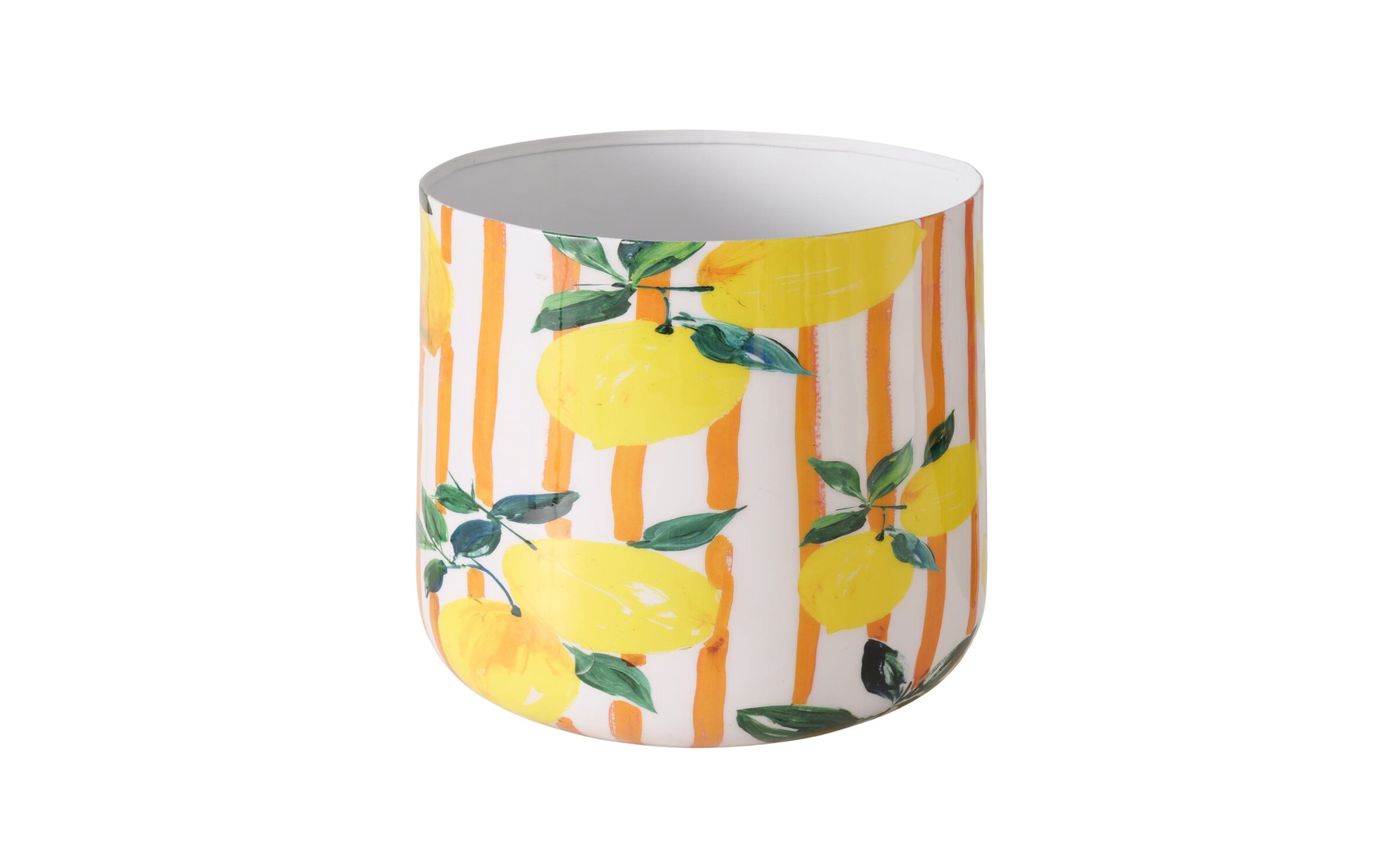 Übertopf Rialto, gelb/weiß, 21,2 cm