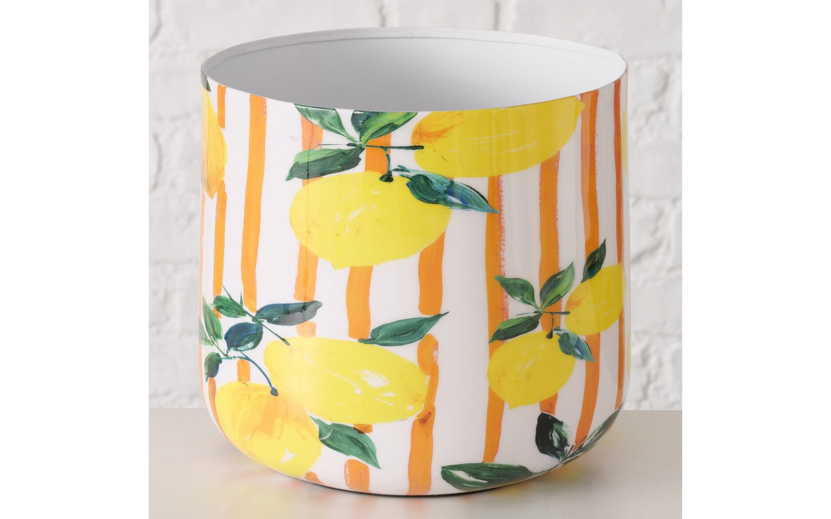 Übertopf Rialto, gelb/weiß, 21,2 cm