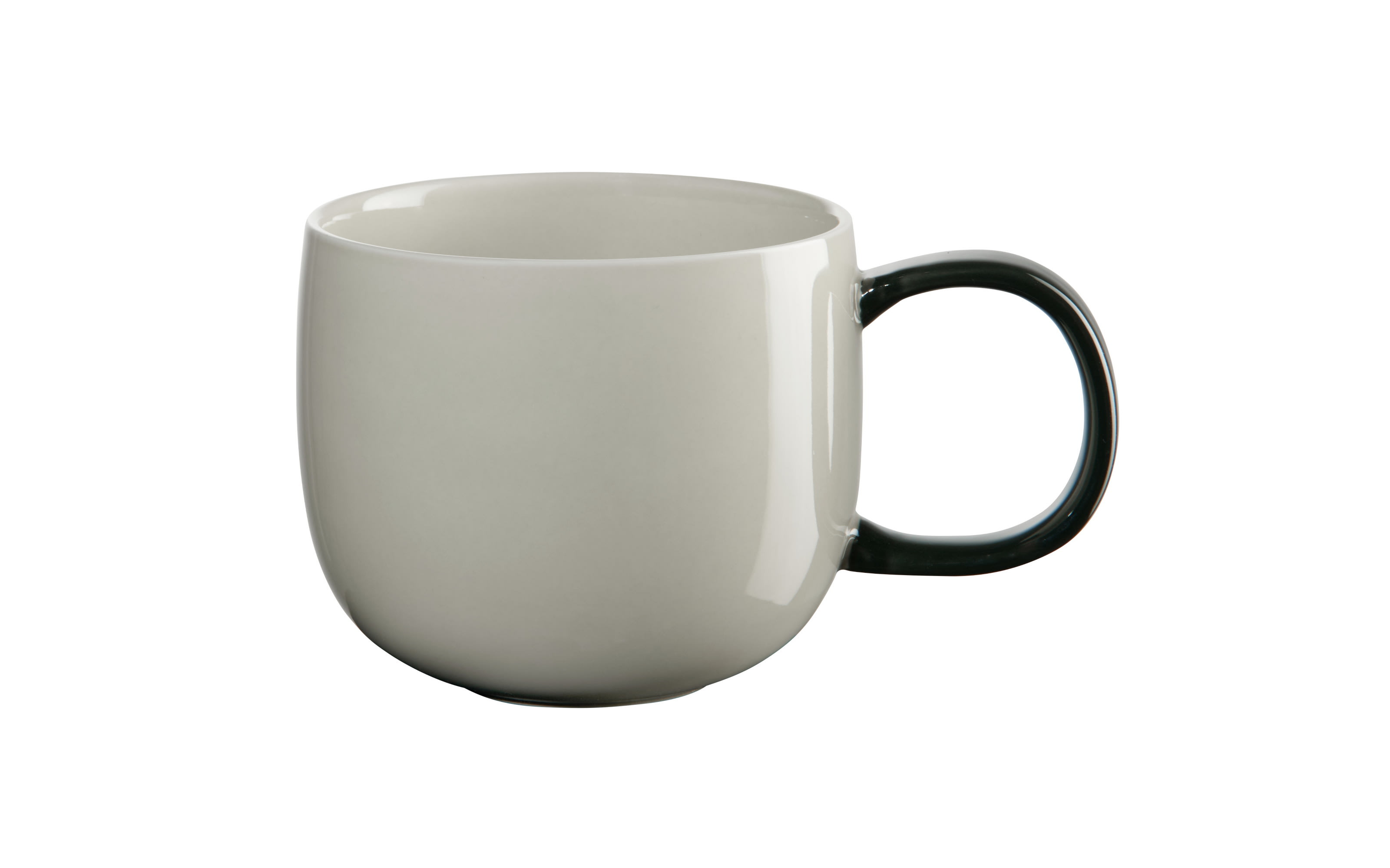 Henkelbecher Joy, Tasse grau/Henkel schwarz, 0,4 l