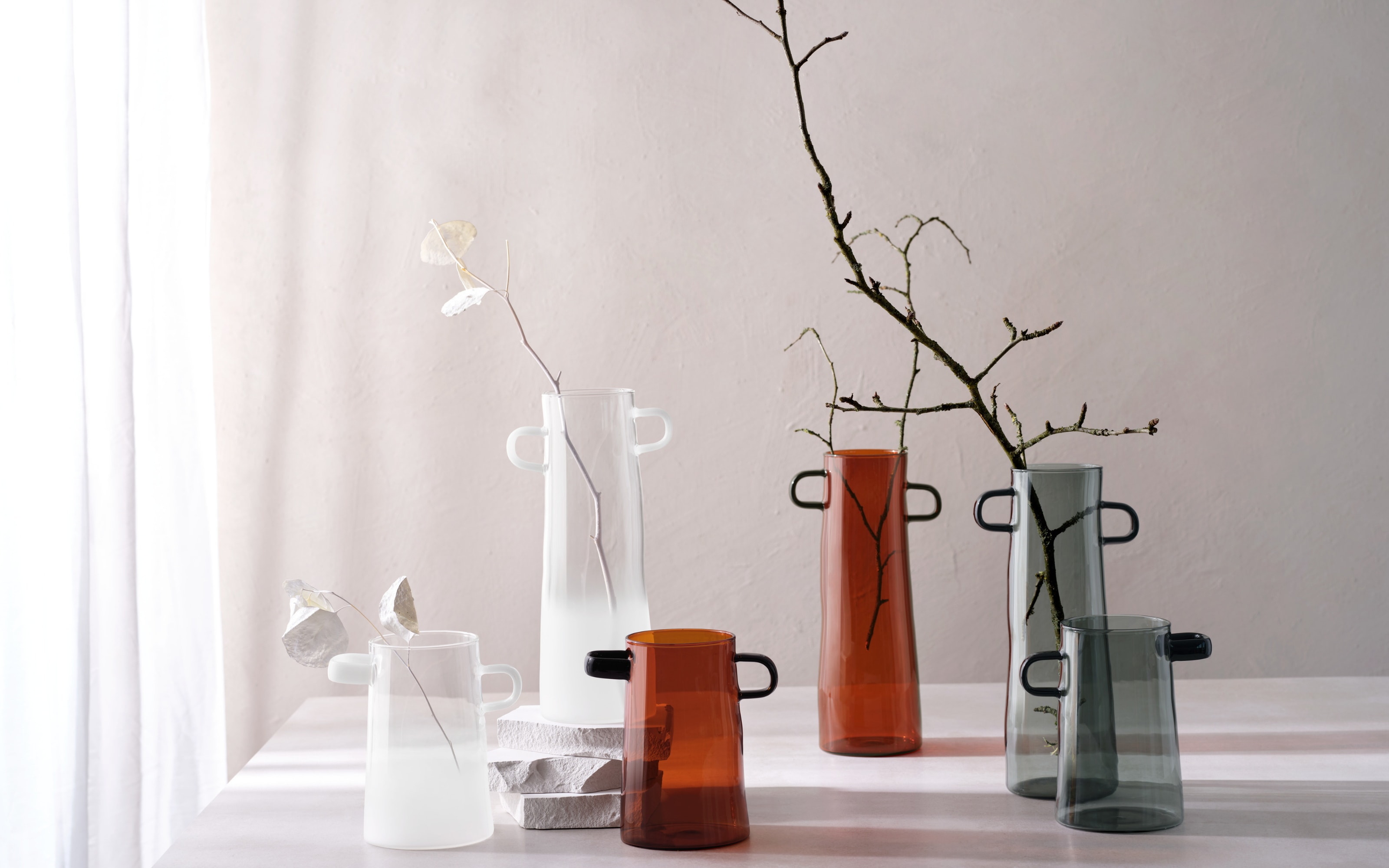Vase rayu glass, braun, 17 cm