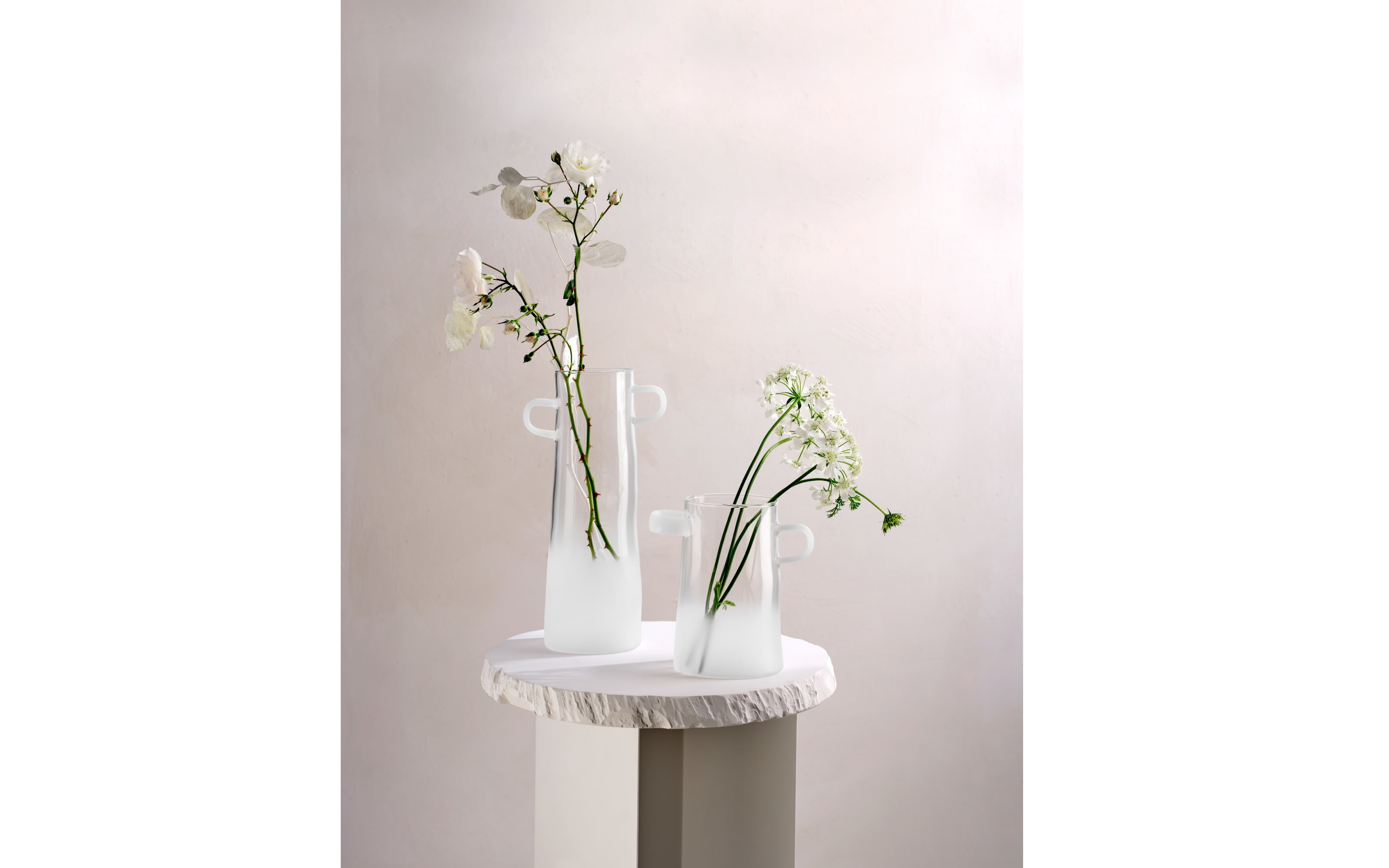 Vase rayu glass, weiß, 28 cm