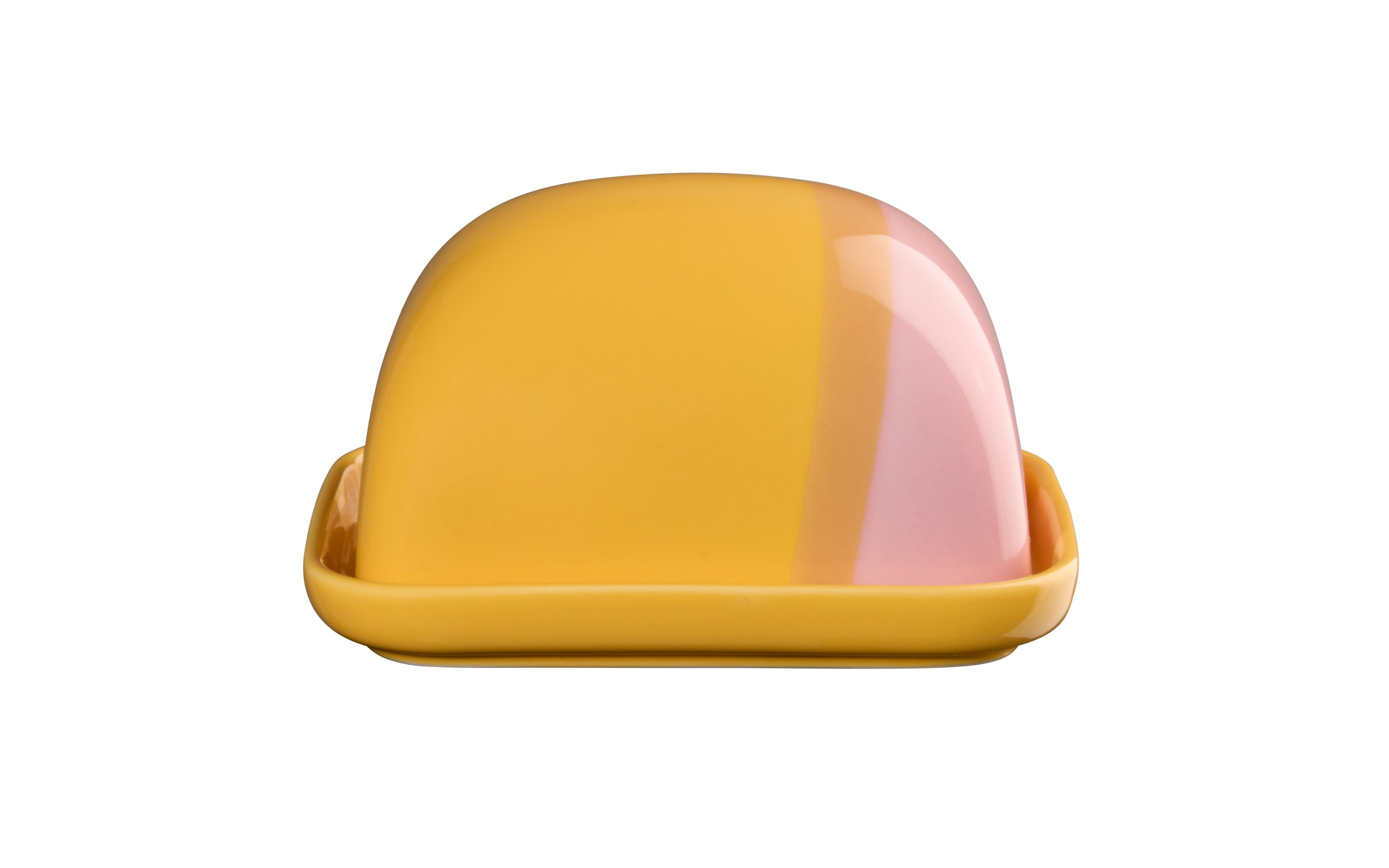 Butterdose Joy, gelb/rosa, 6 cm