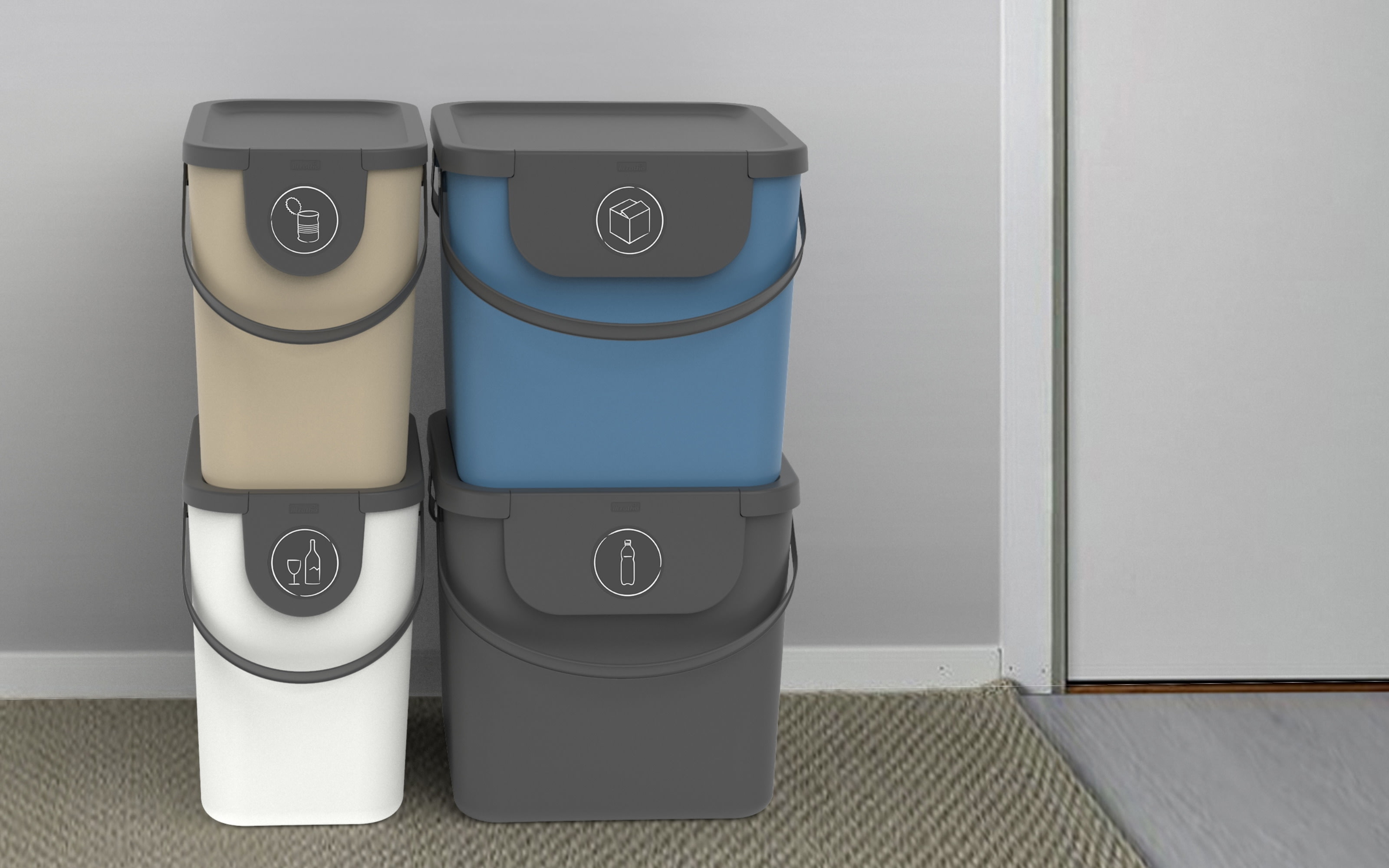 Recycling Müllsystem Albula in cappuccino, 40 L