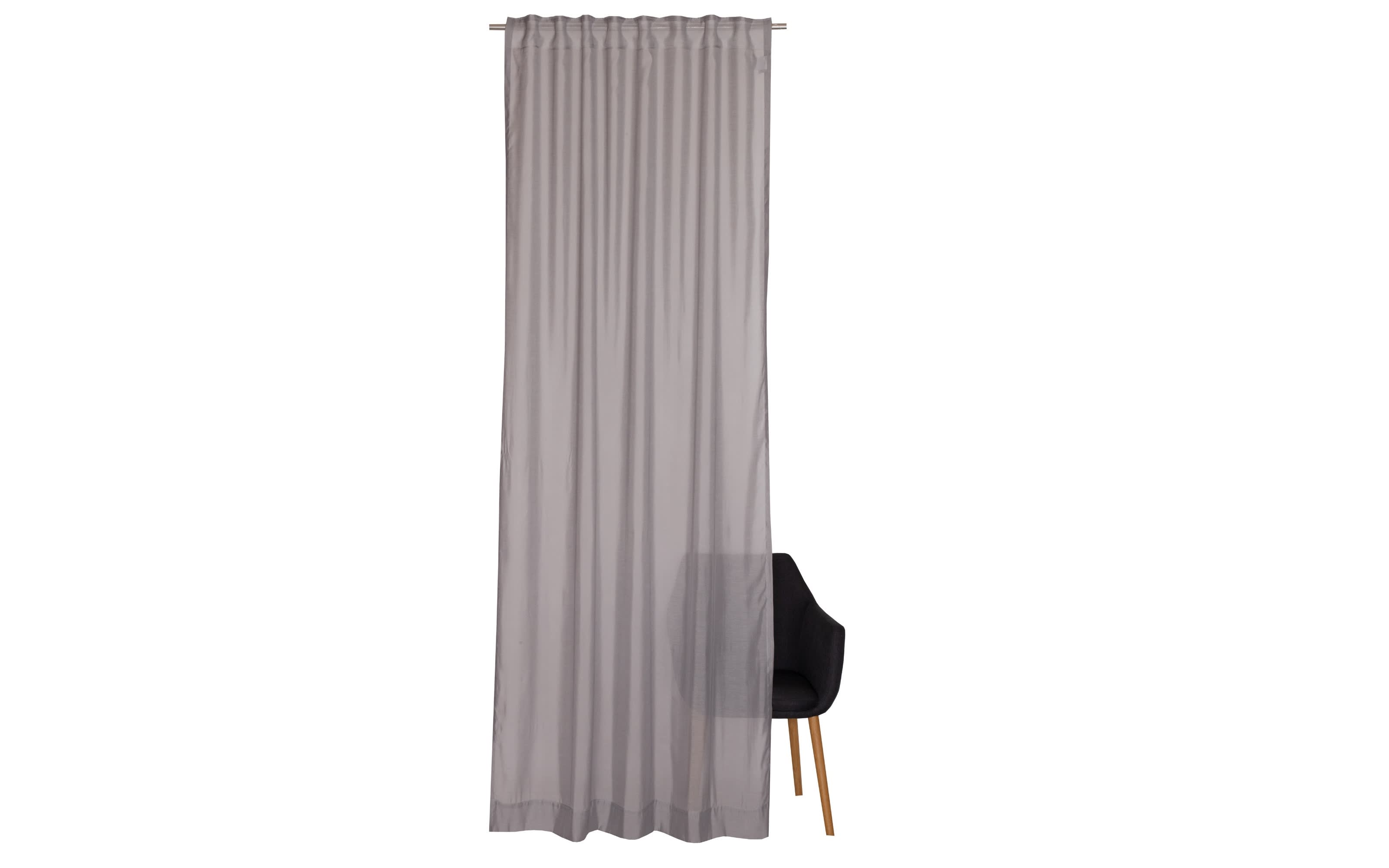 Vorhang mit verdeckter Schlaufe Solid, Polyester, grau, 130 x 250 cm