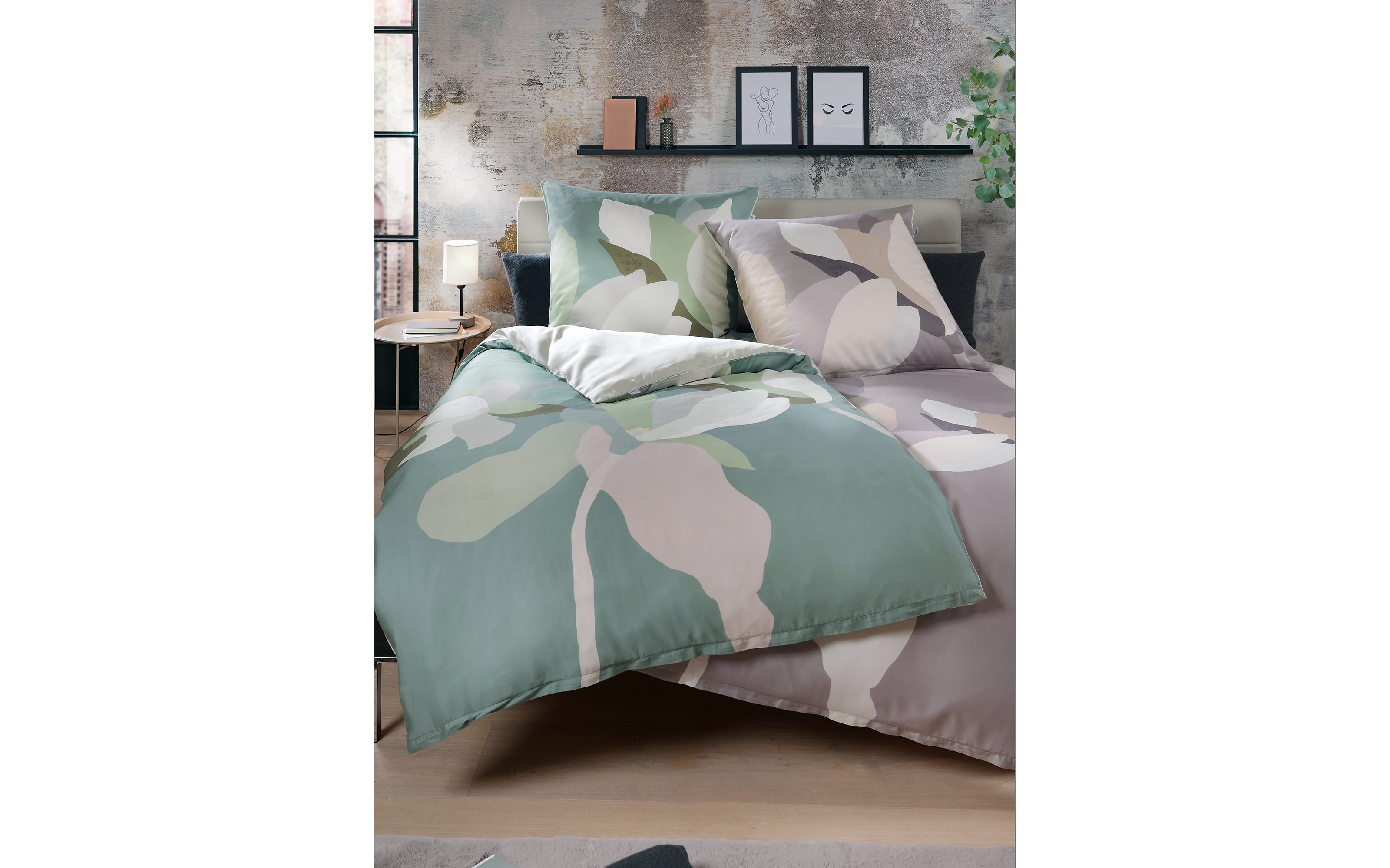 Bettwäsche Blossoms, grau, 135 x 200 cm