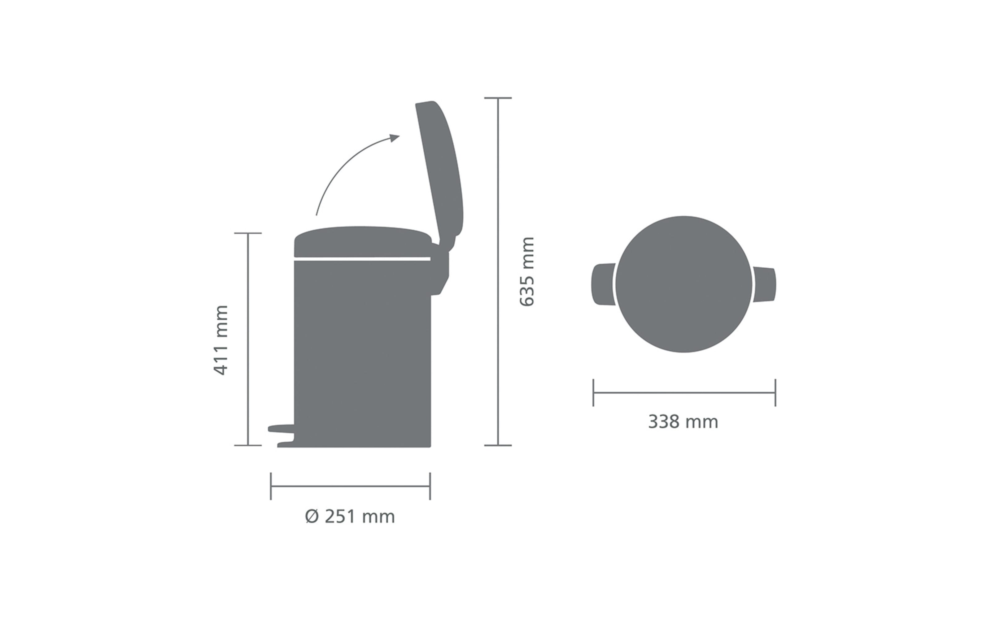 Treteimer Newicon, matt steel, 12 L