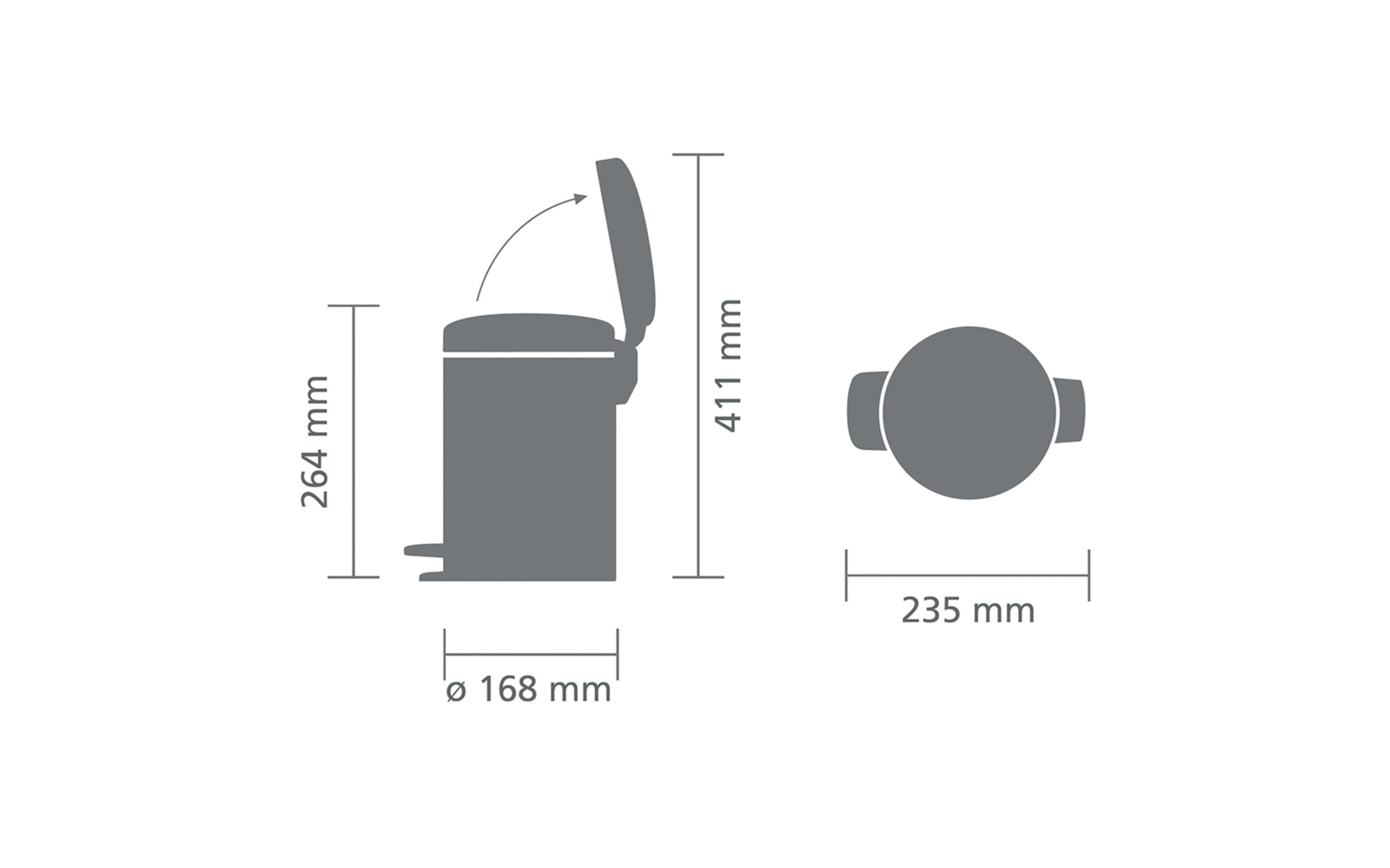 Treteimer Newicon, matt steel, 3 L