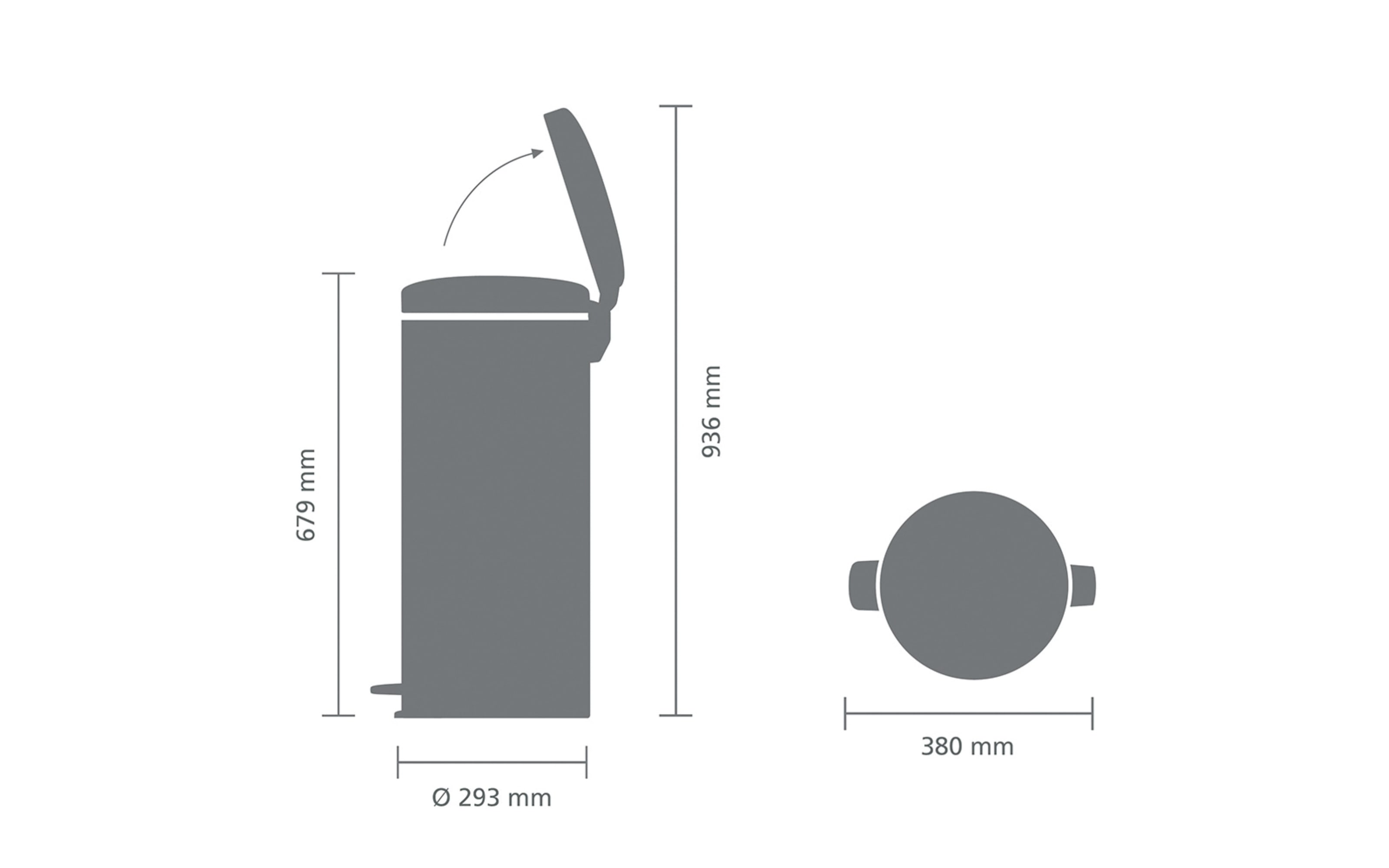 Treteimer Newicon, matt steel, 30L