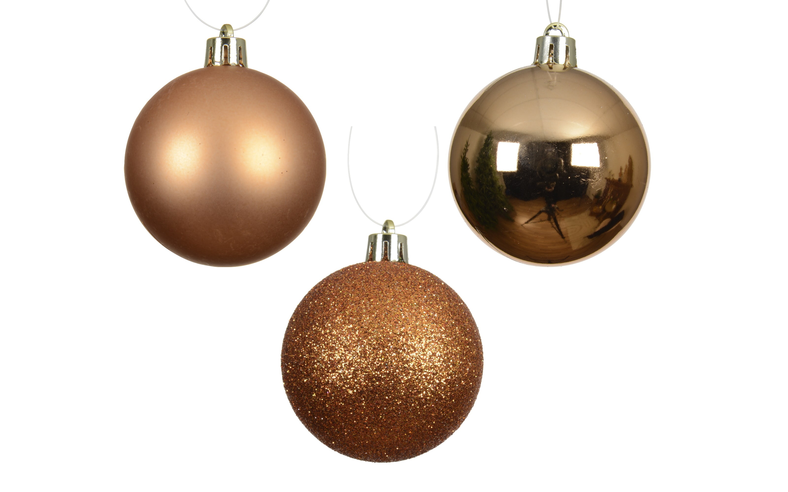 Set Weihnachtskugeln, brandy, 6 cm