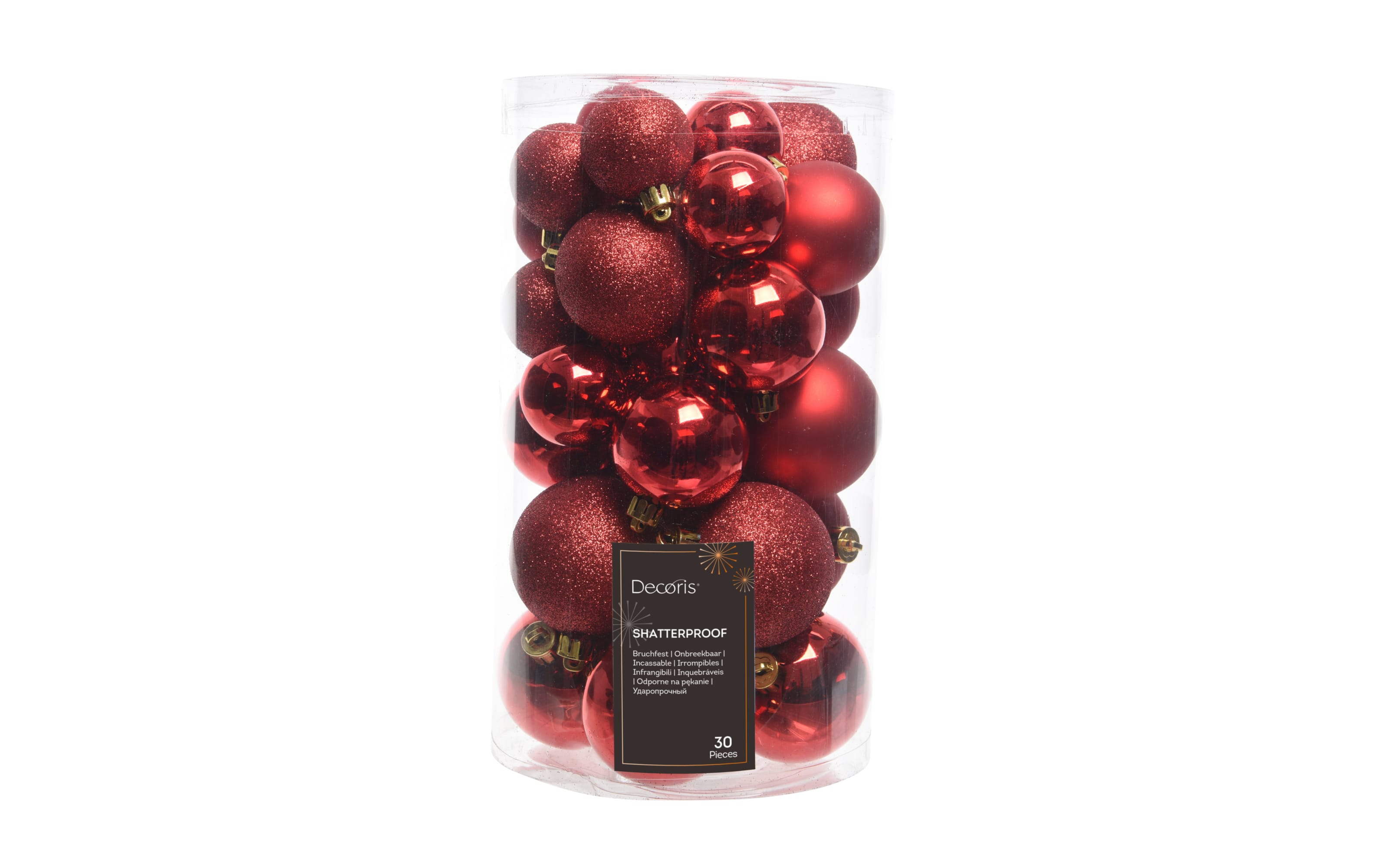 Weihnachtskugel-Set, rot, 6 cm