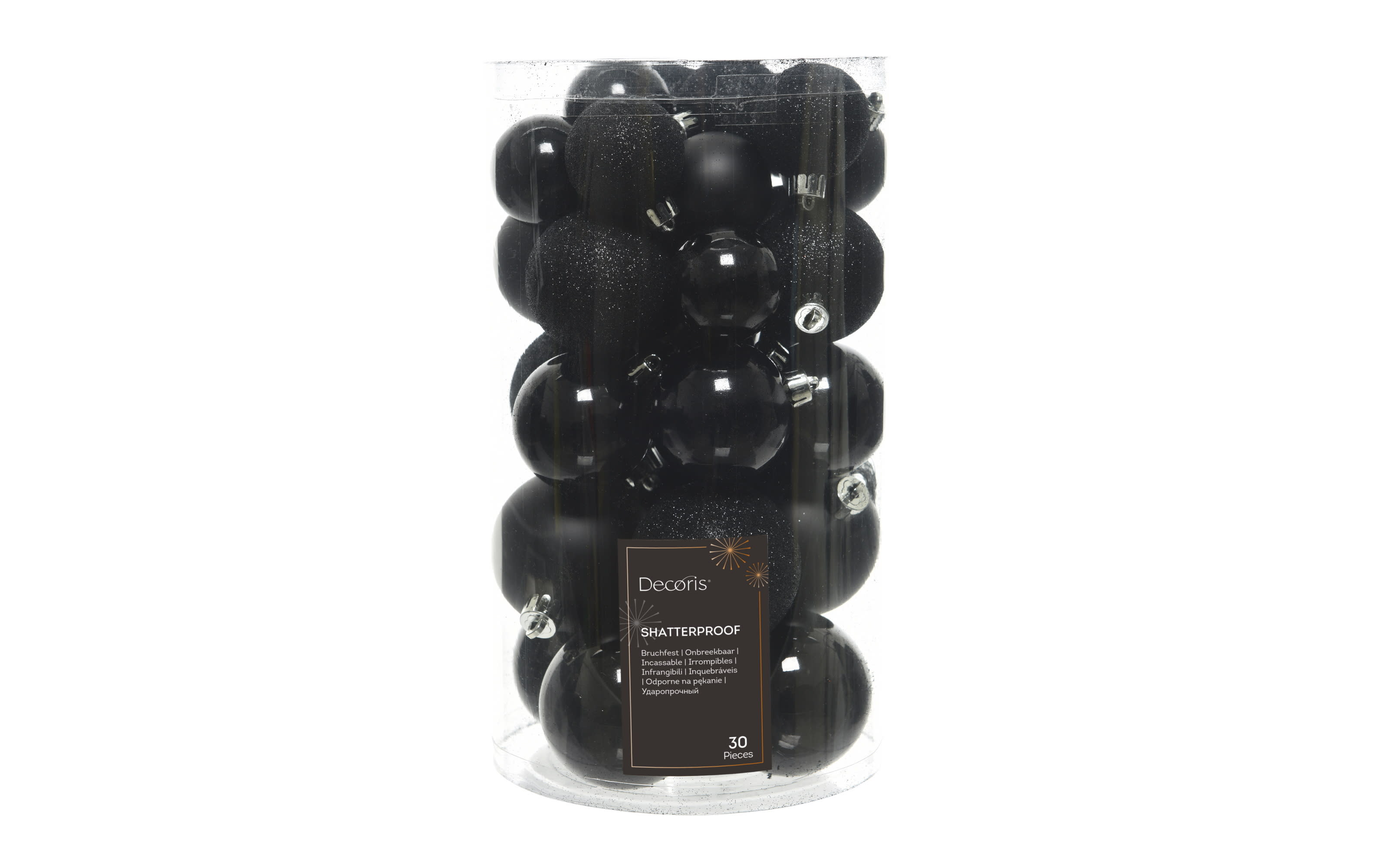Weihnachtskugel-Set, schwarz, 6 cm