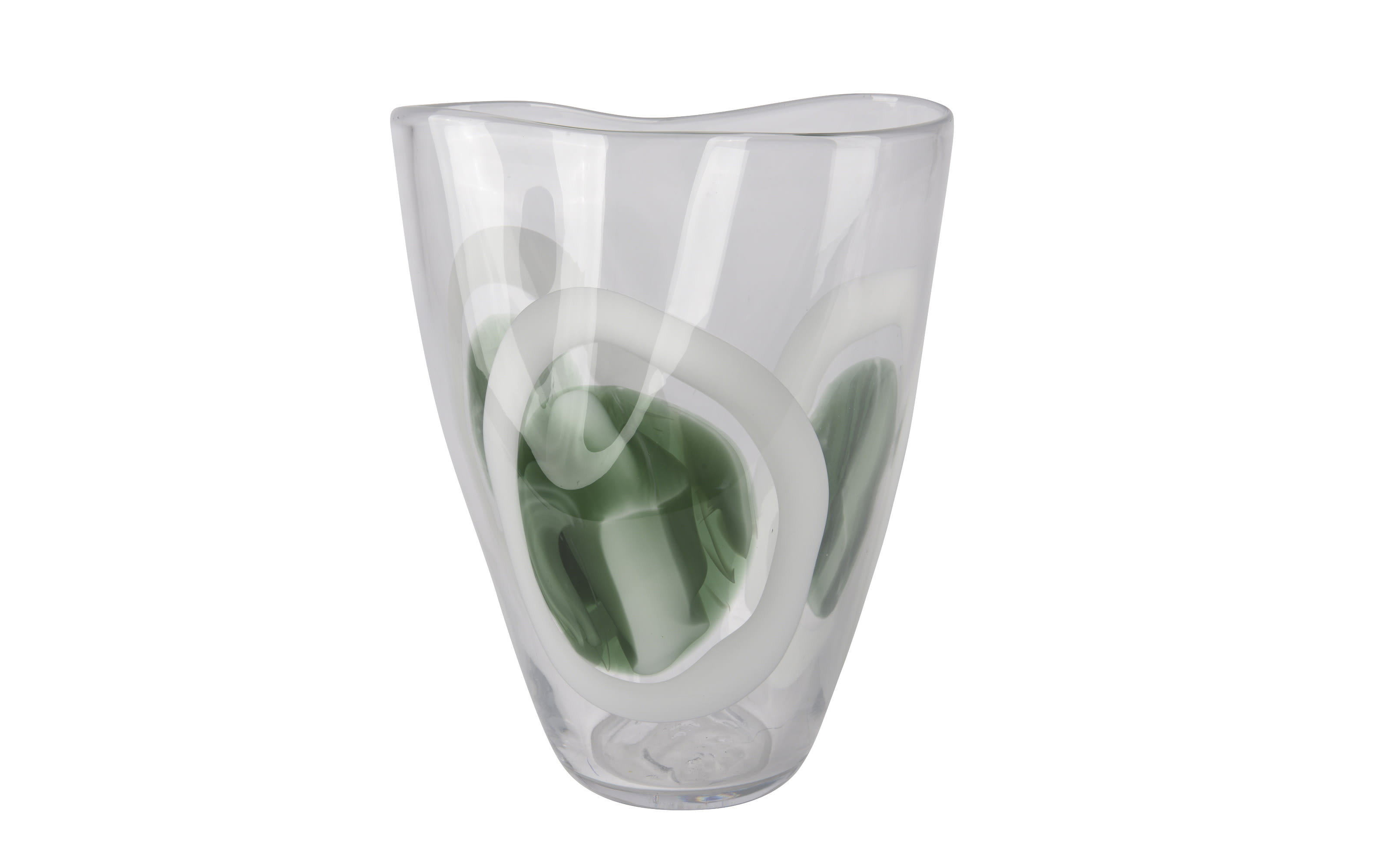 Vase, weiß/grün, 28 cm