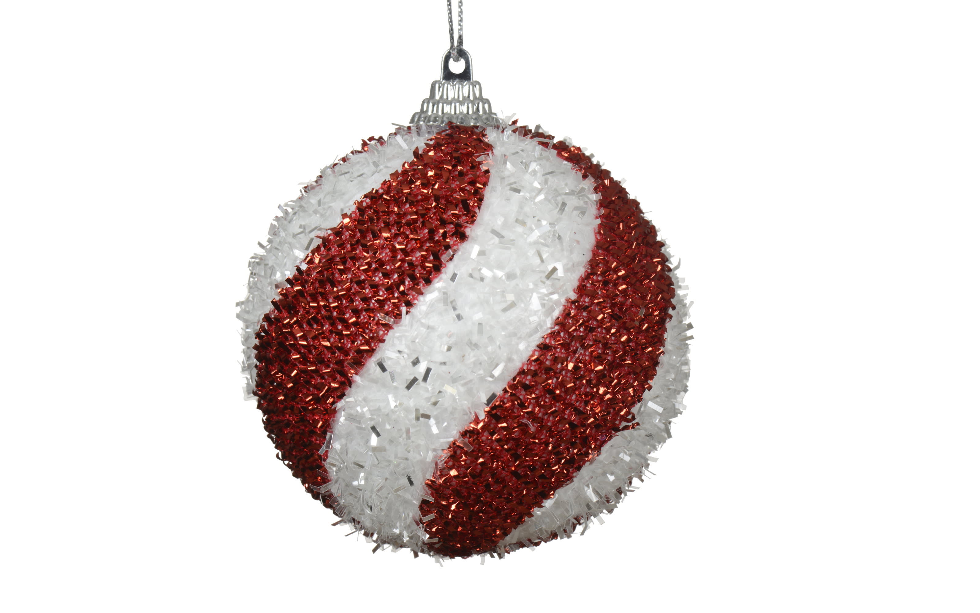 Weihnachtskugel Decoris, weiß/rot, 8 cm