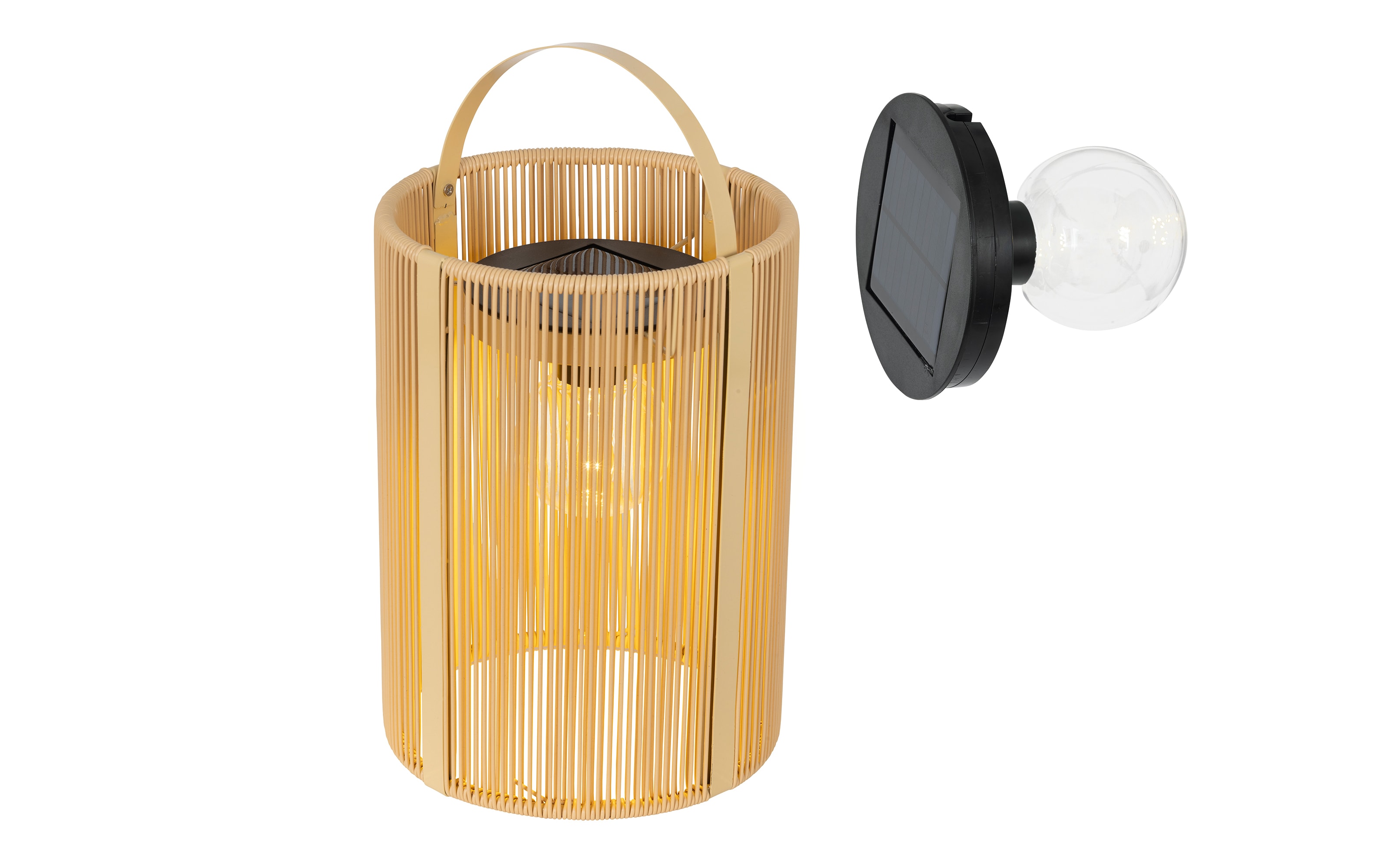 Solar Laterne Holz, beige