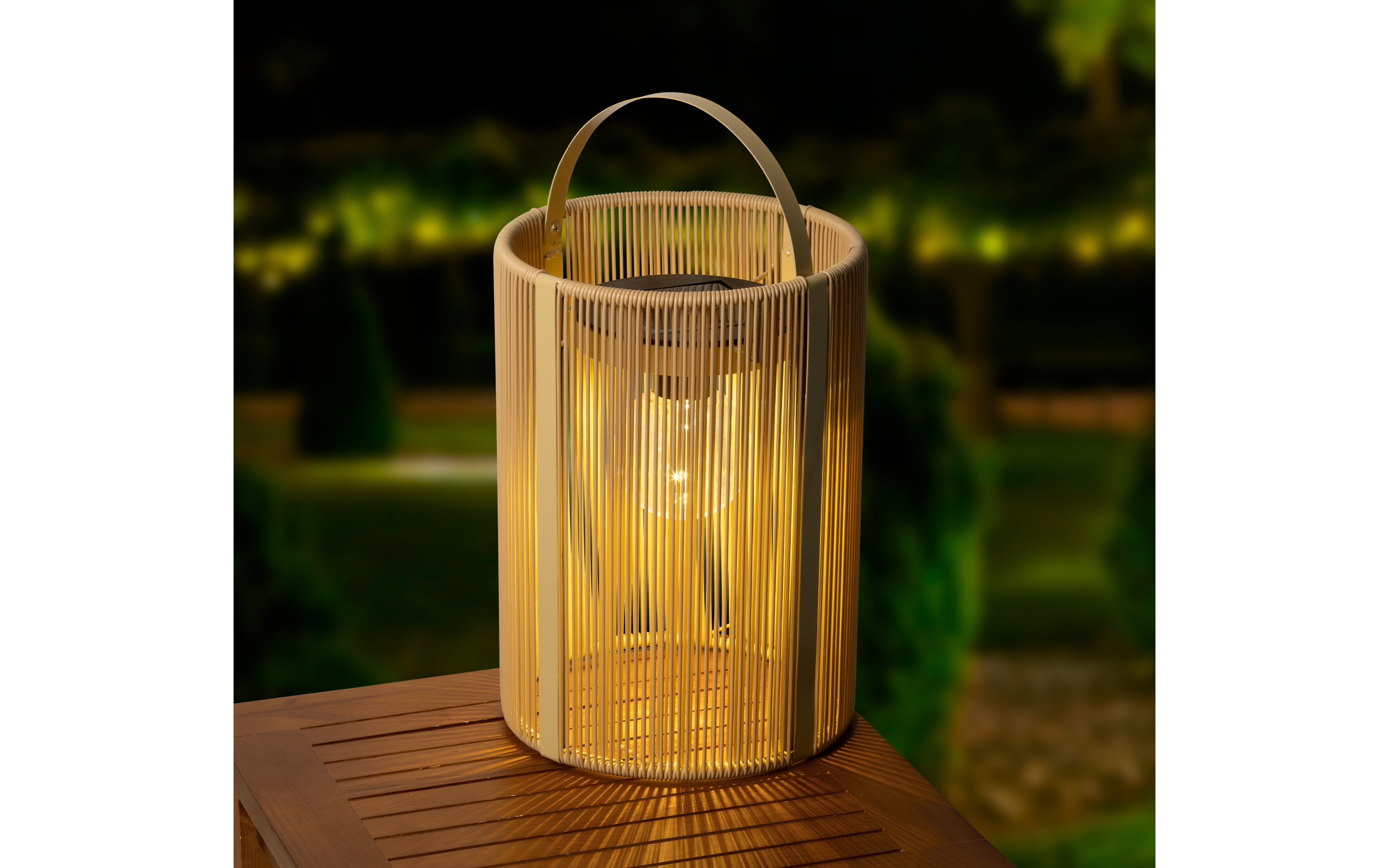 Solar Laterne Holz, beige