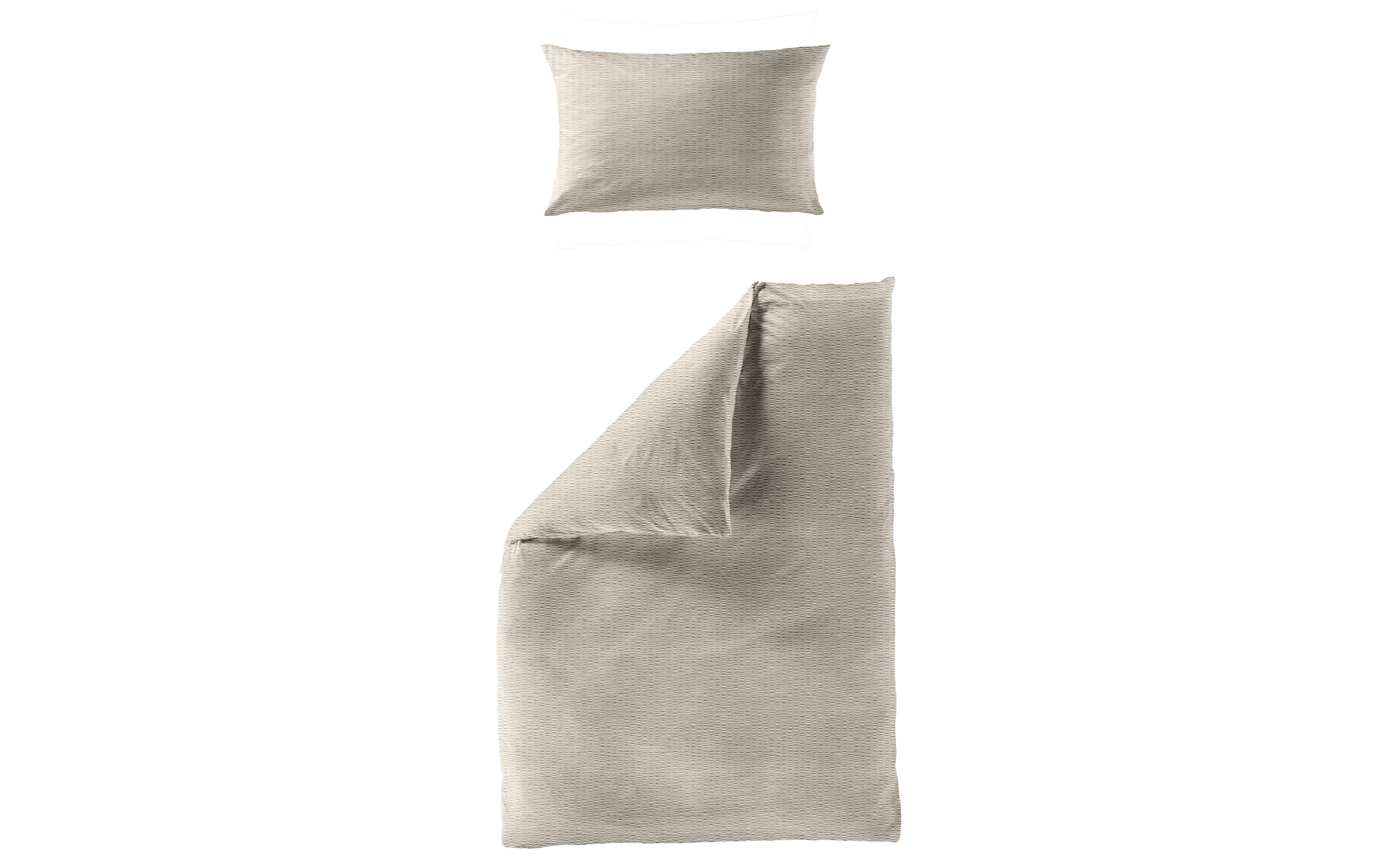 Bettwäsche Mako-Satin Seersucker, beige, 155 x 220 cm