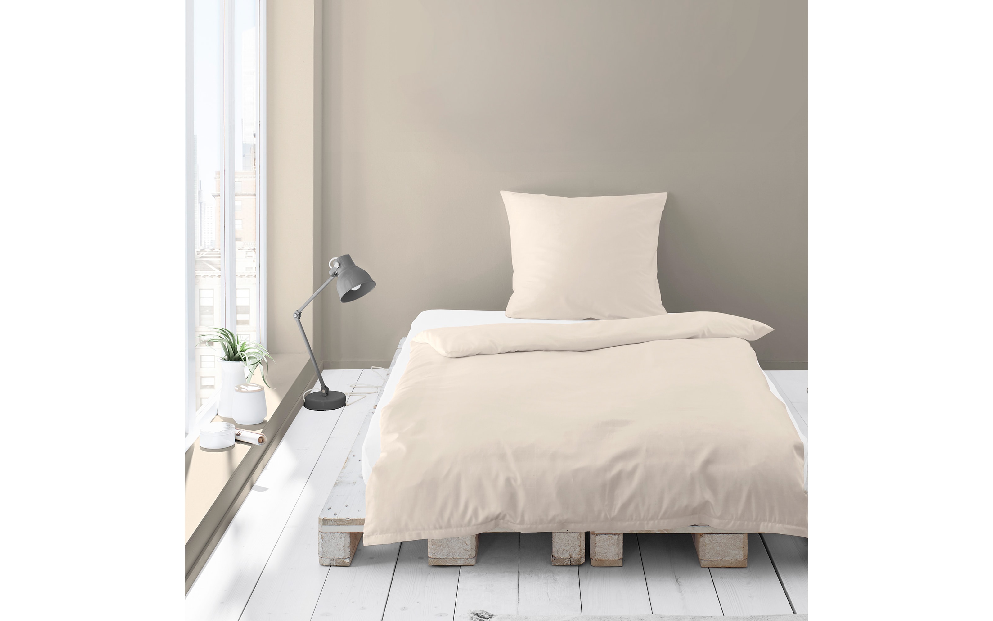 Bettwäsche Feinbiber, creme, 135 x 200 cm