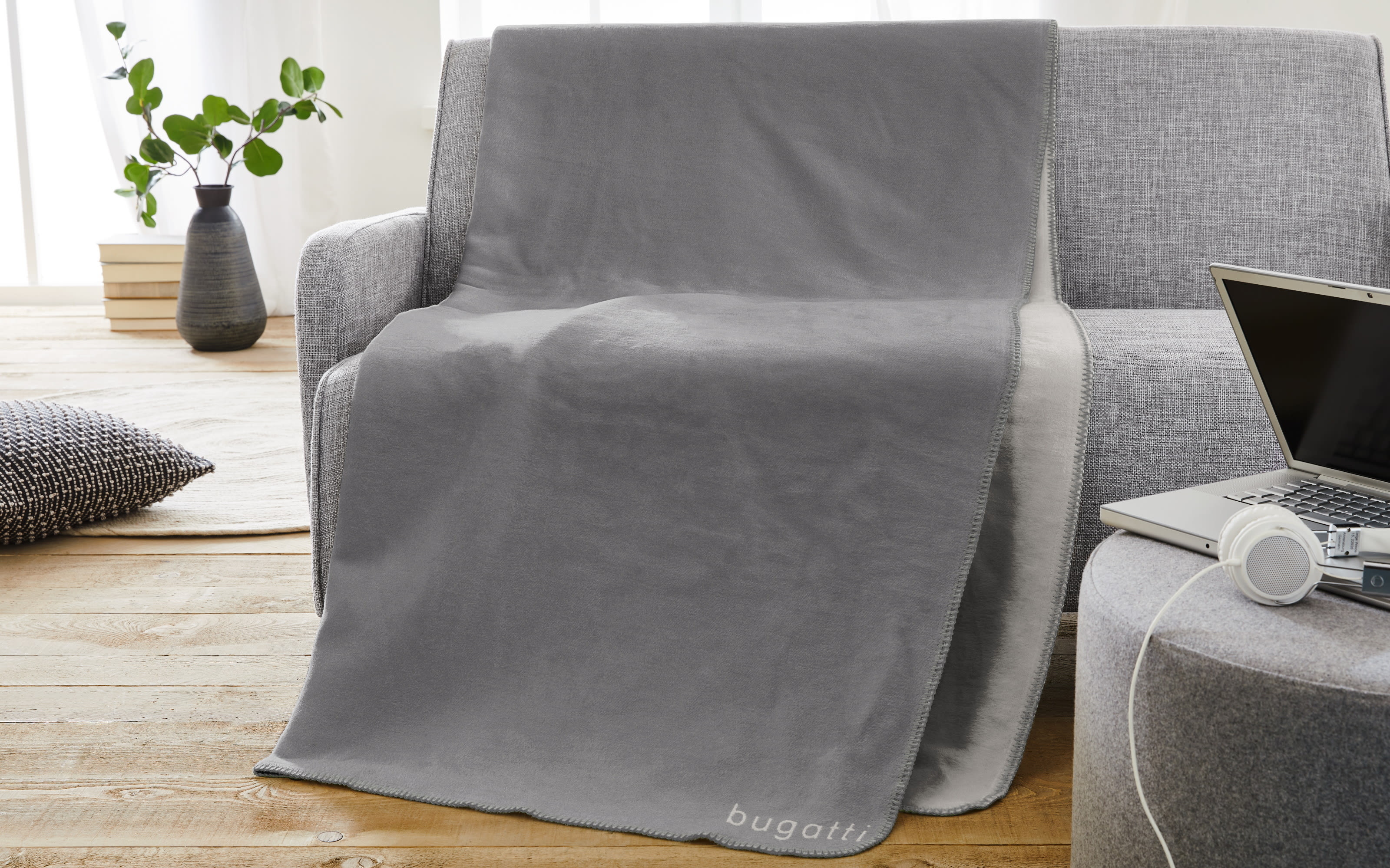 Jacquard Decke bugatti , grau/silber, 150 x 200 cm