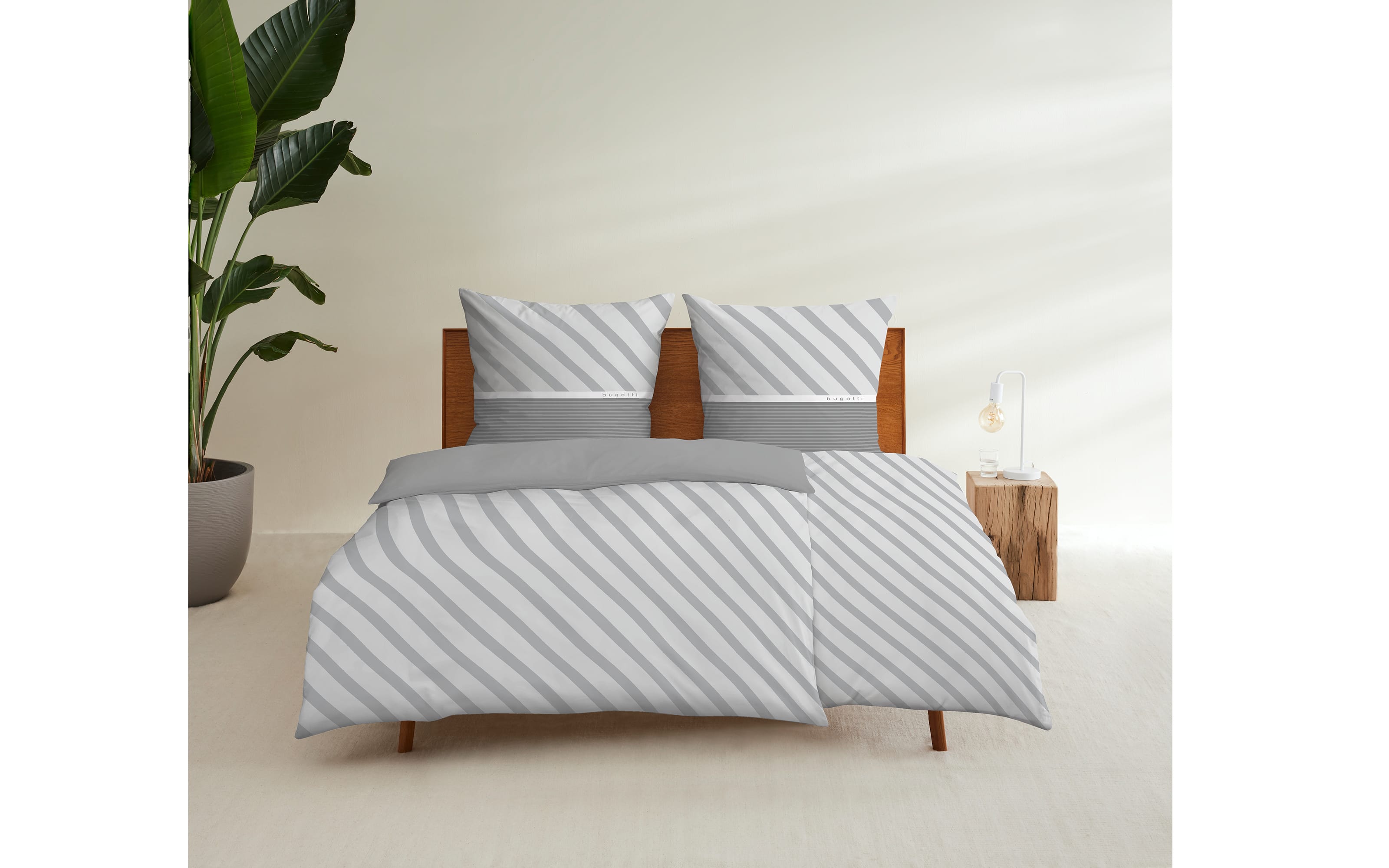 Satin-Bettwäsche bugatti, grau, 155 x 220 cm