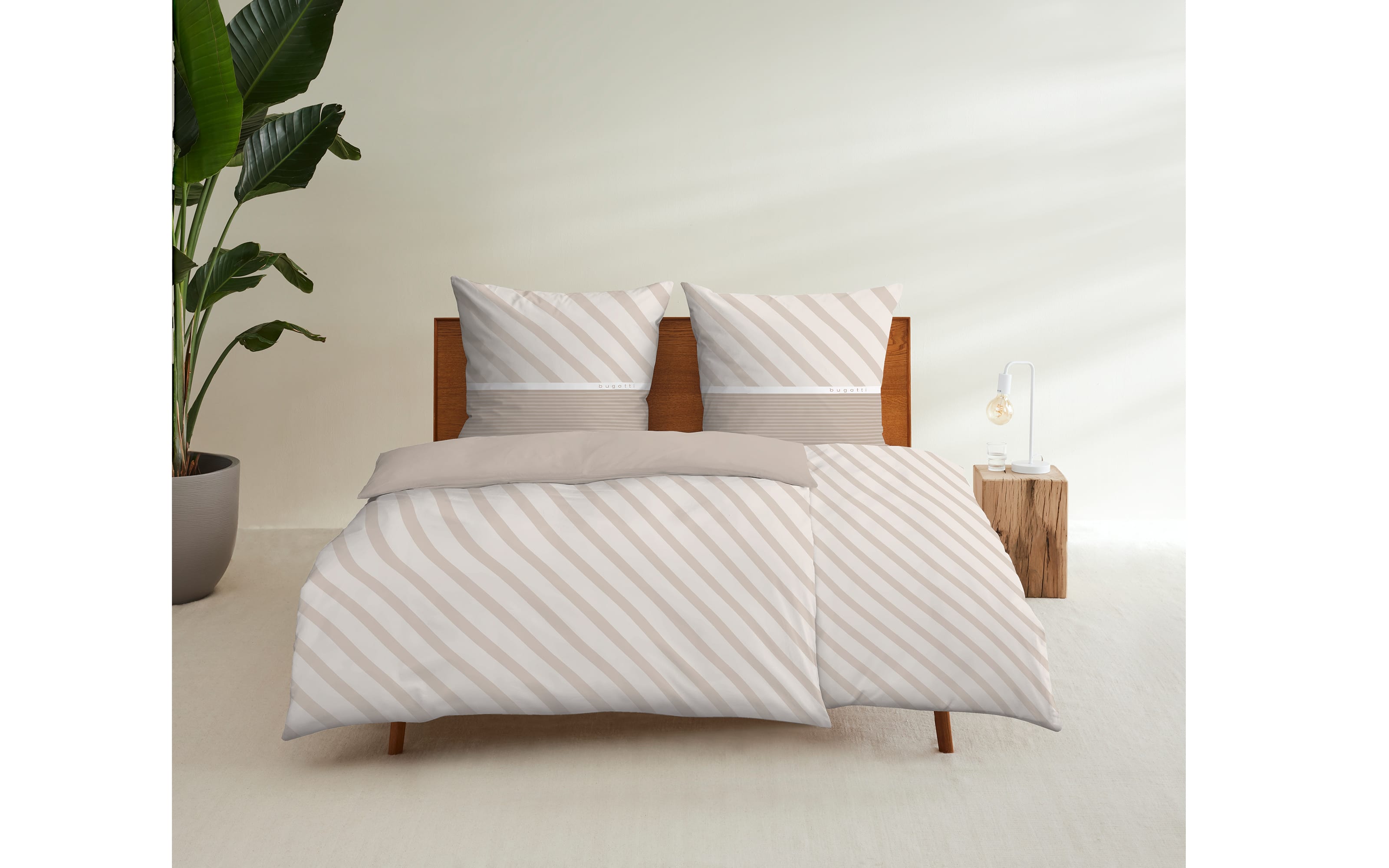 Satin-Bettwäsche bugatti, natur, 155 x 220 cm