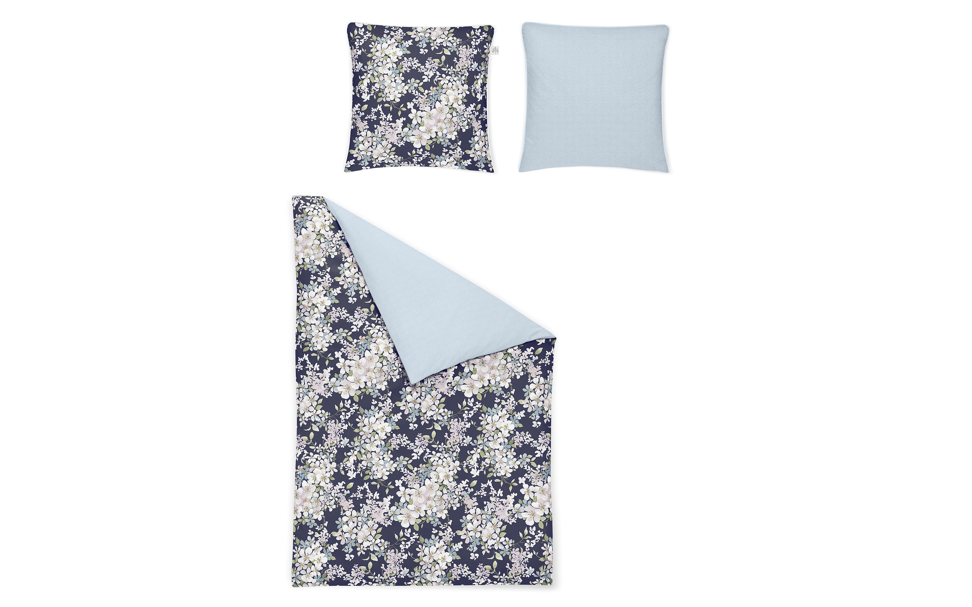 Bettwäscheset Mako-Satin Crown-K in Blau, 135 cm x 200 cm