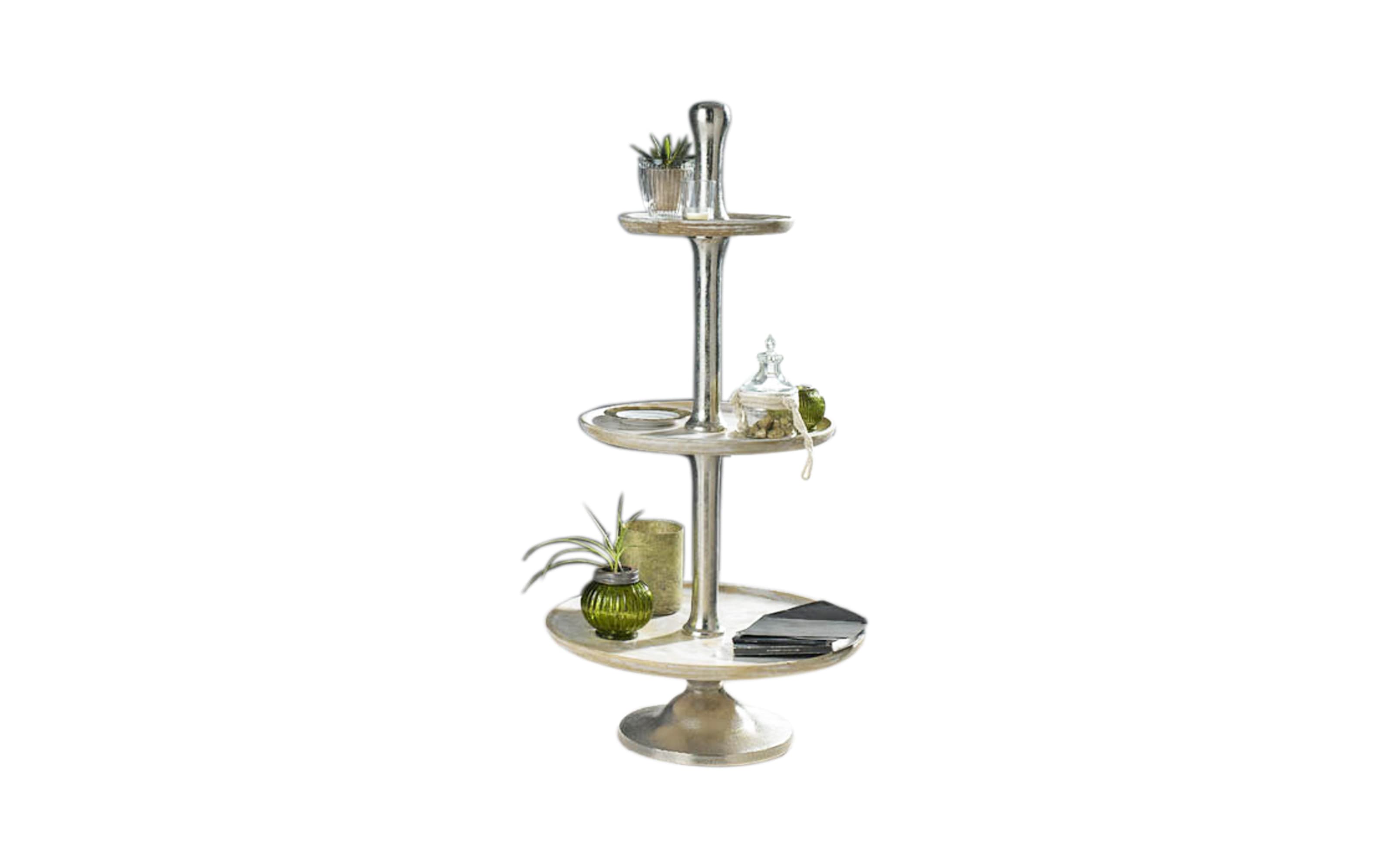 Etagere 3-stöckig, braun/silber, 95 cm