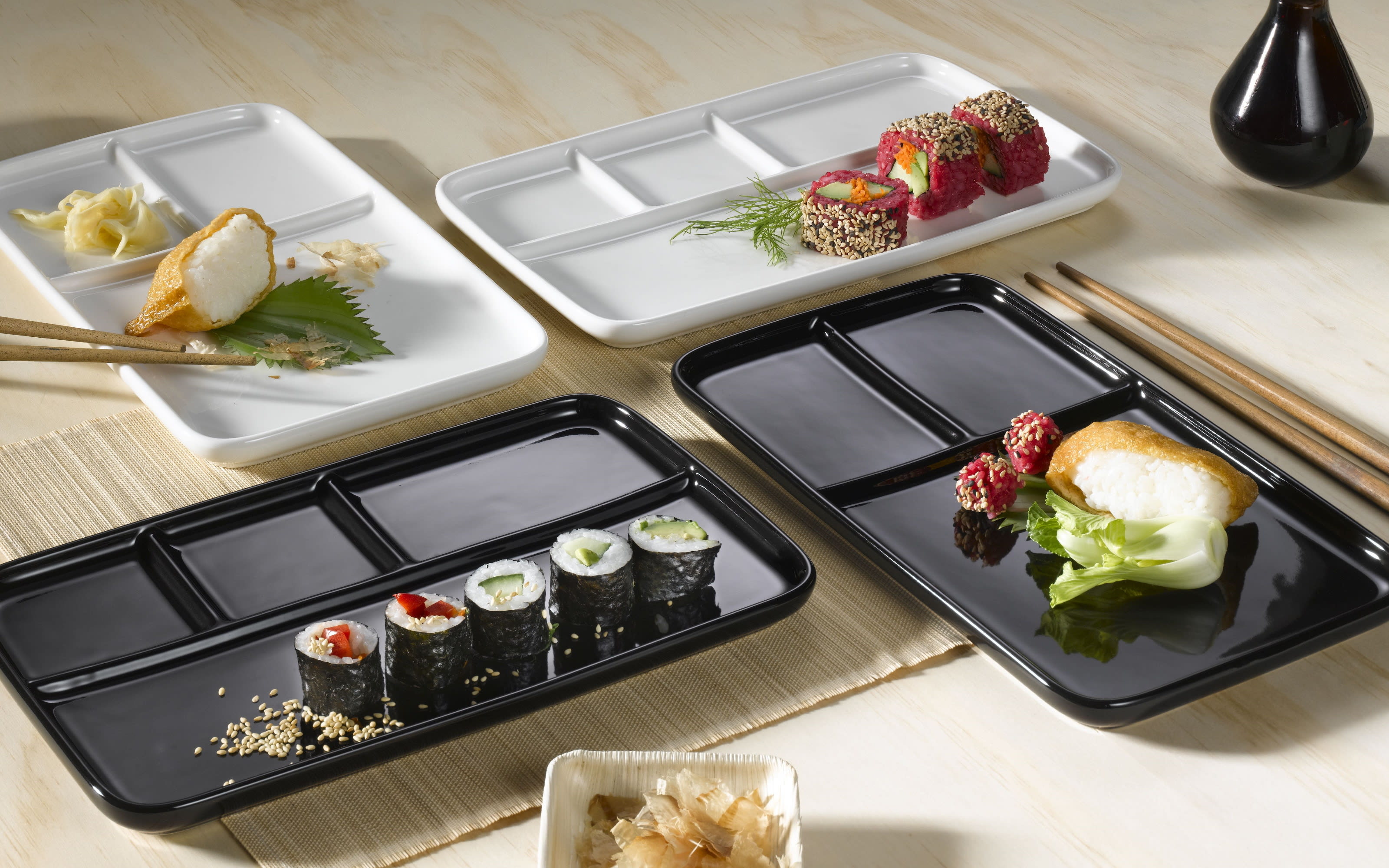 Sushi-Platten 2er-Set, weiß, Porzellan