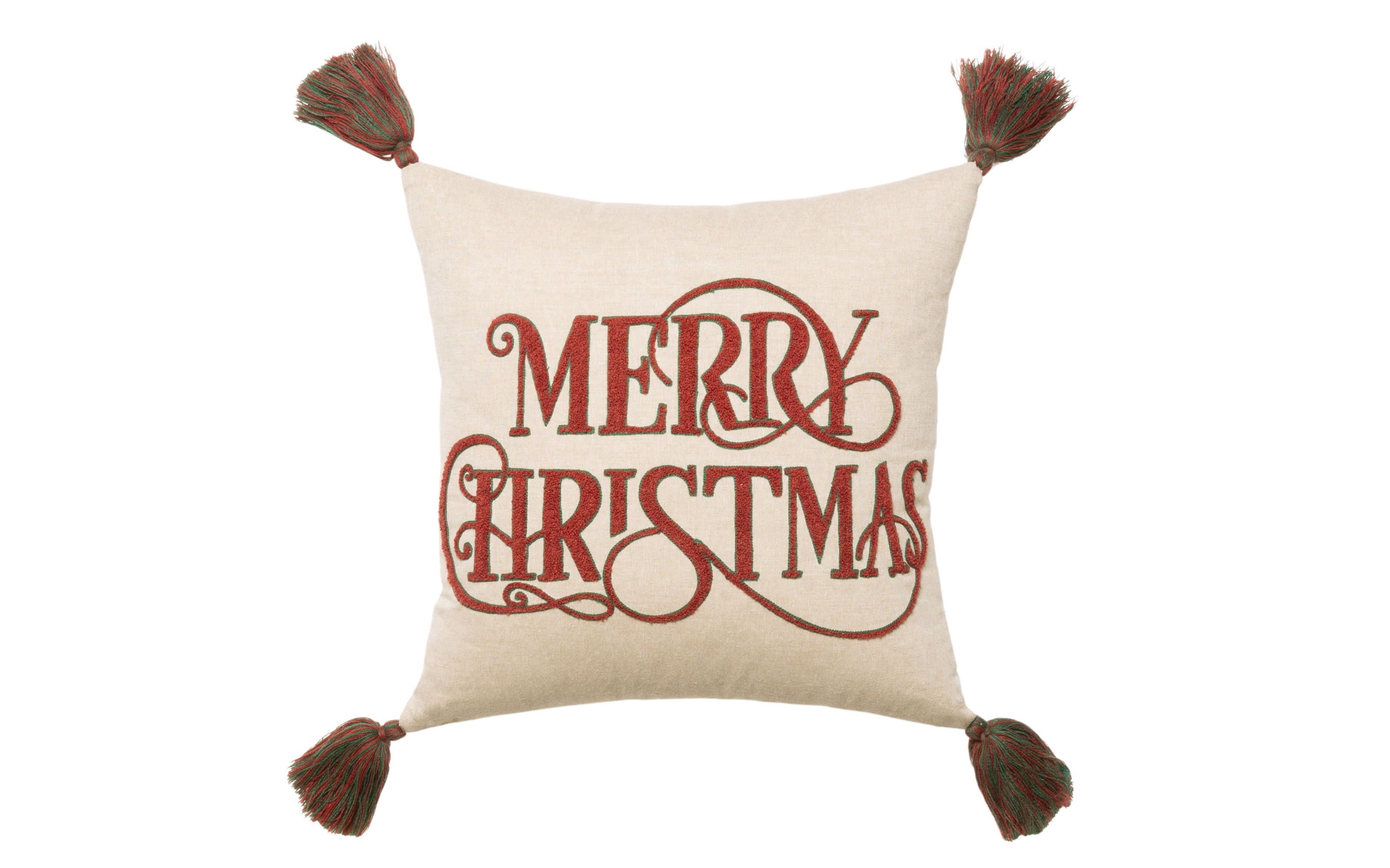 Kissen Merry Christmas, beige/rot, 45 x 45 cm